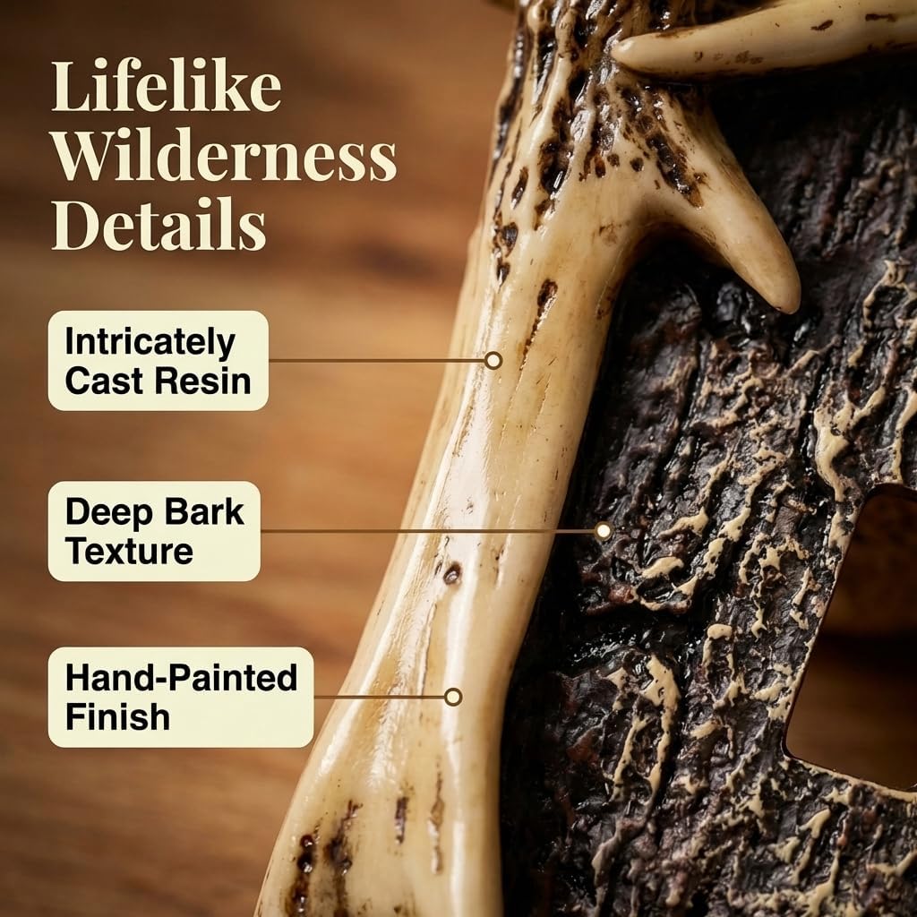 The Bridge Collection Antler Light Switch Cover Rustic Decor – Double Toggle Wall Plate With Deer Antler Design For Cabin Lodge Room – Brown Wilderness Home Accent