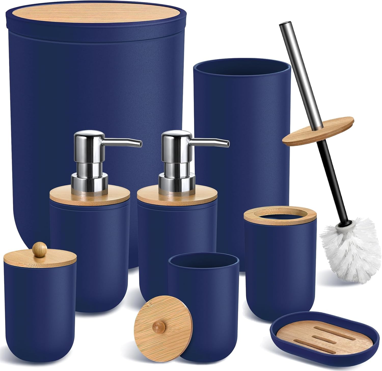 Amazon.com: KASUNTING Blue Bathroom Accessories Set, 8 Pack Navy Blue ...
