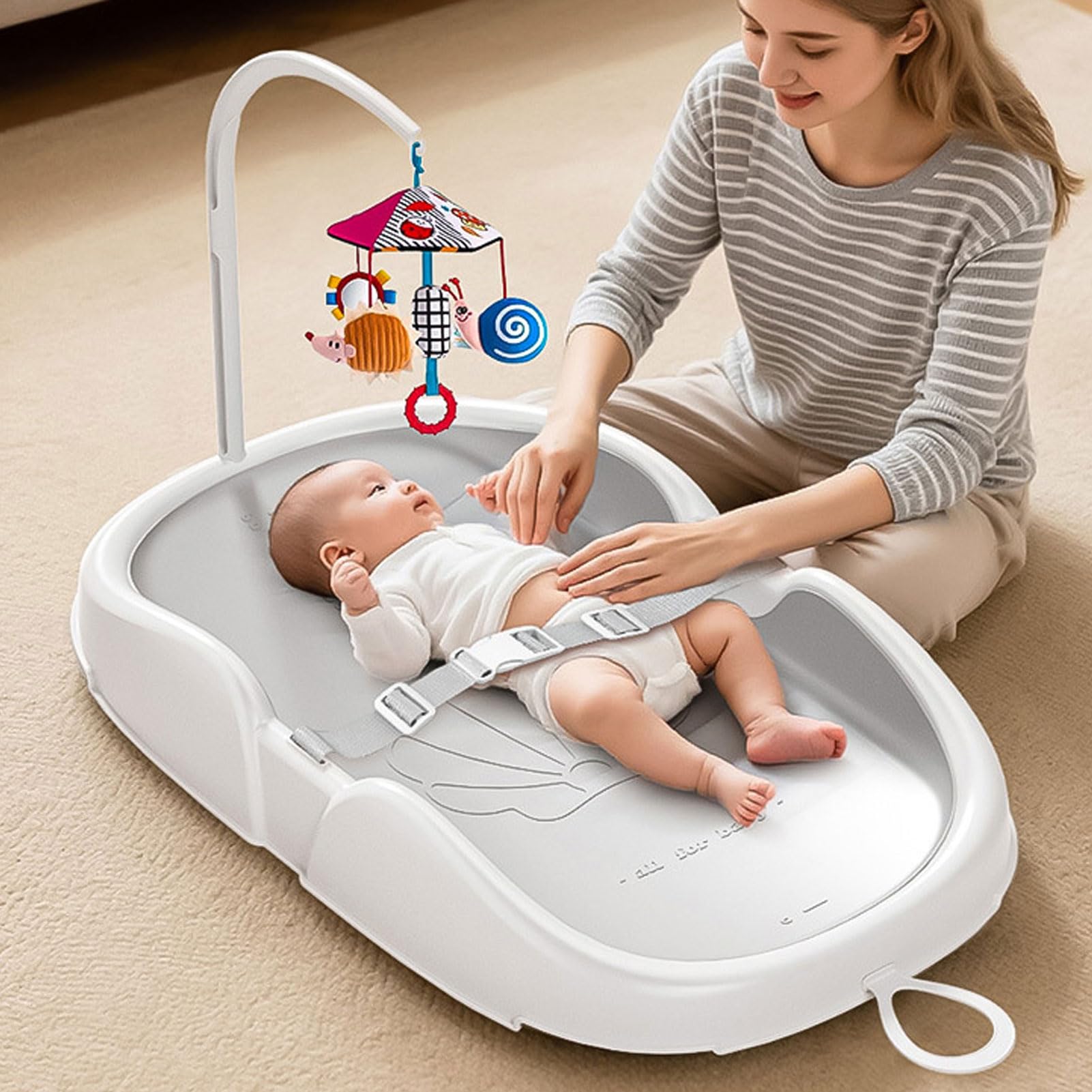 Ergonomische Wickelunterlage für Neugeborene, Praktische Pflegelösung, Kleinkindkomfort (Grauweiß)