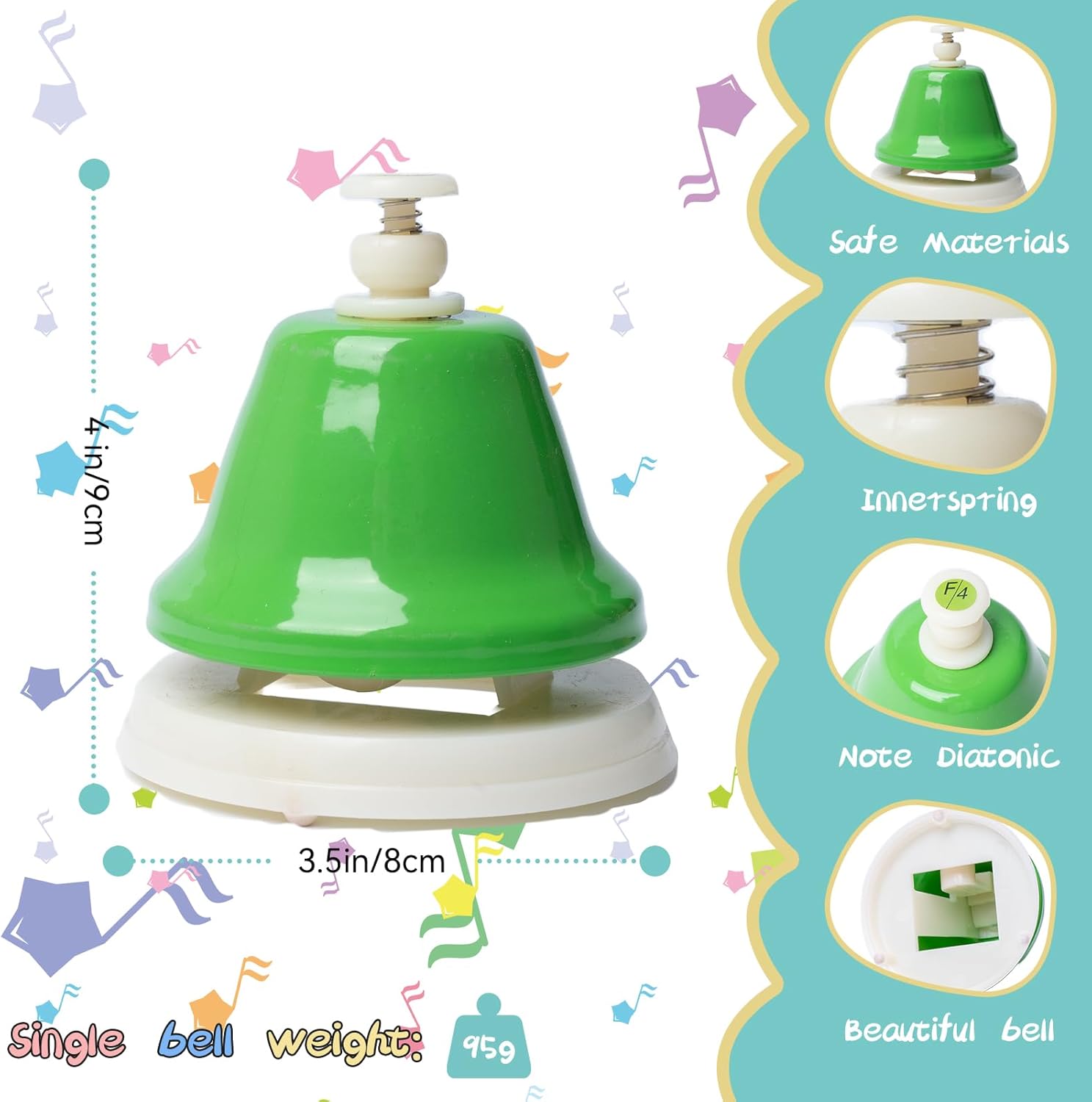 Desk Bells, Rainbow Diatonic Hand Bells for Kids with 17 Songbook, Toddler Preschool Musical Learning Toys, Boys & Girls Birthday Gift for 3-Year-Old and Over by TantivyBo
