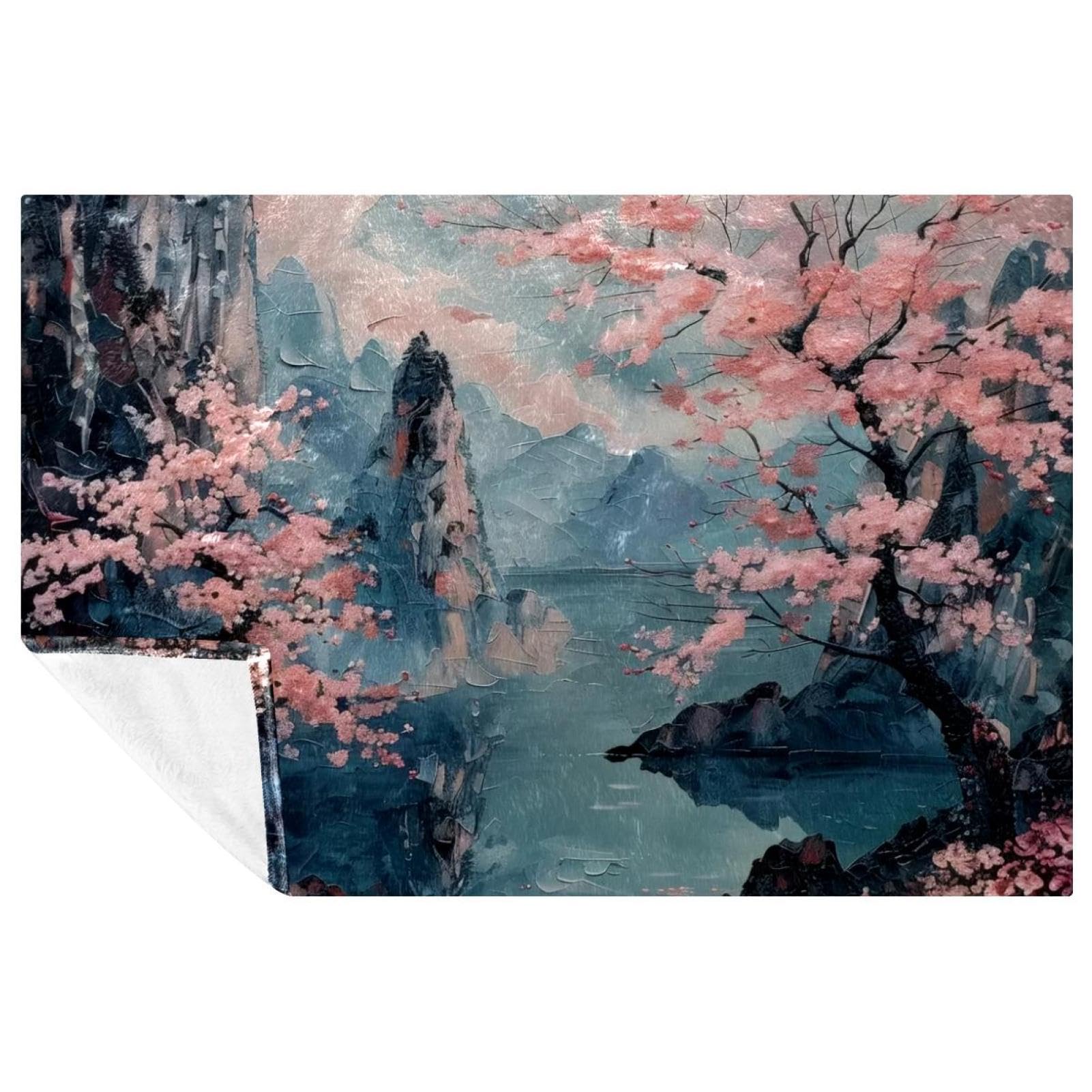 Couverture chaude et confortable 150x100 cm jeté de lit canapé motif cerise