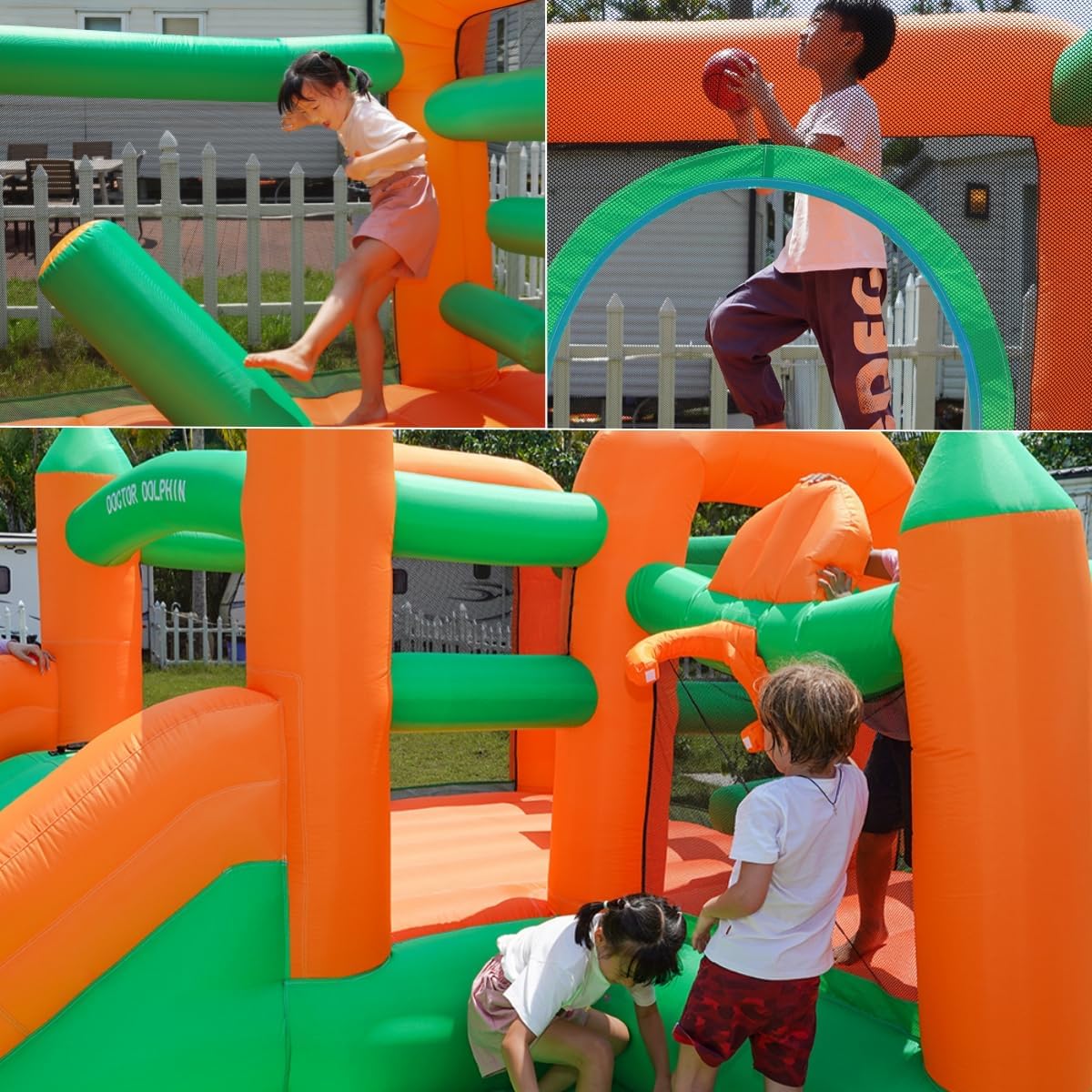Doctor Dolphin Inflatable Bounce House for Toddlers & Kids, Ball Pit, Slide & Jumping Castle with Blower – Fun Playground for Ages 3-8