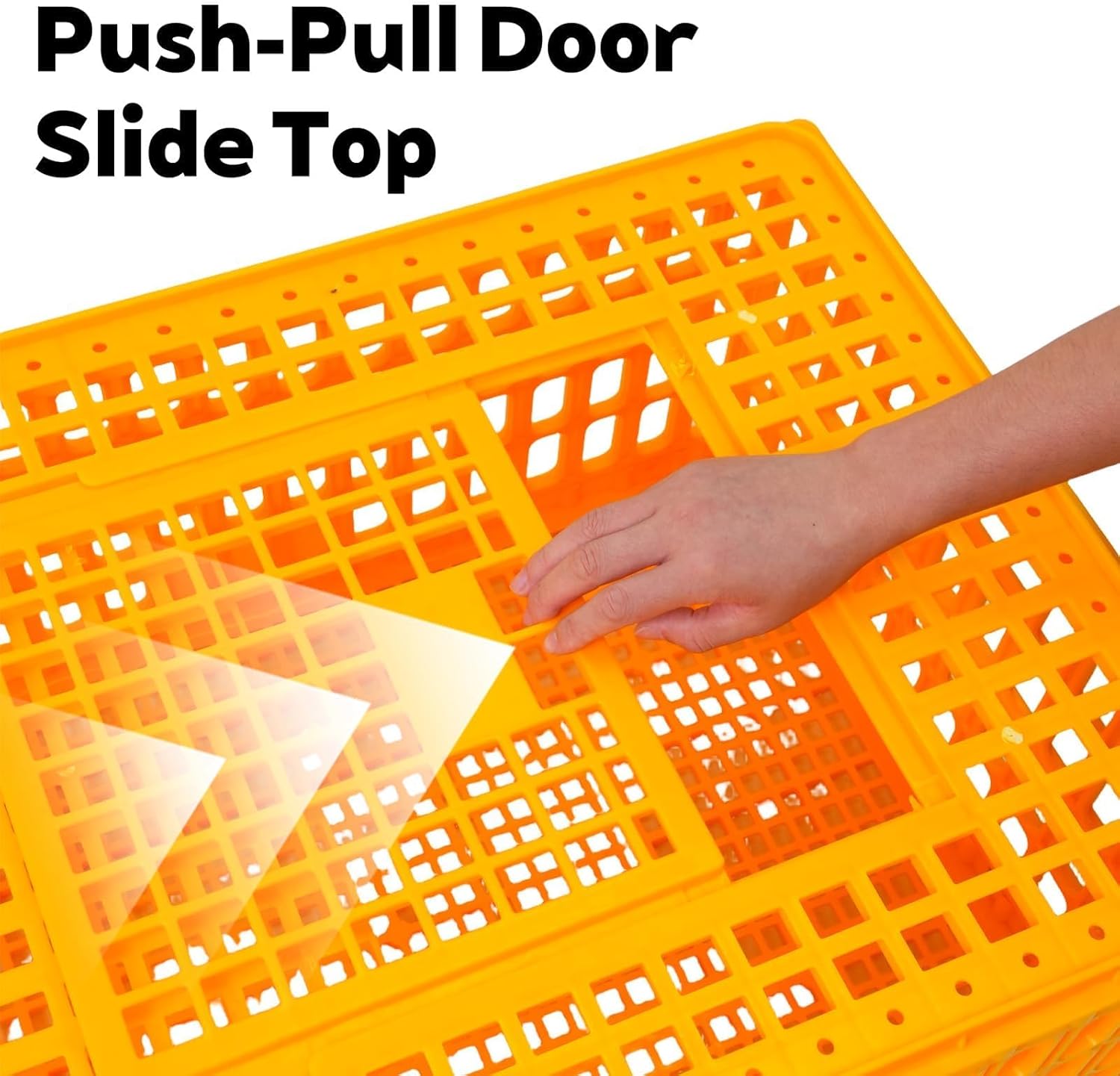 4 Pcs Poultry Carrier Crate, 29 x 21 x 13 in Plastic Poultry Transport Crate Carrier, Chicken Crates Transport Box for Chicken, Bird, Duck, Goose, Yellow