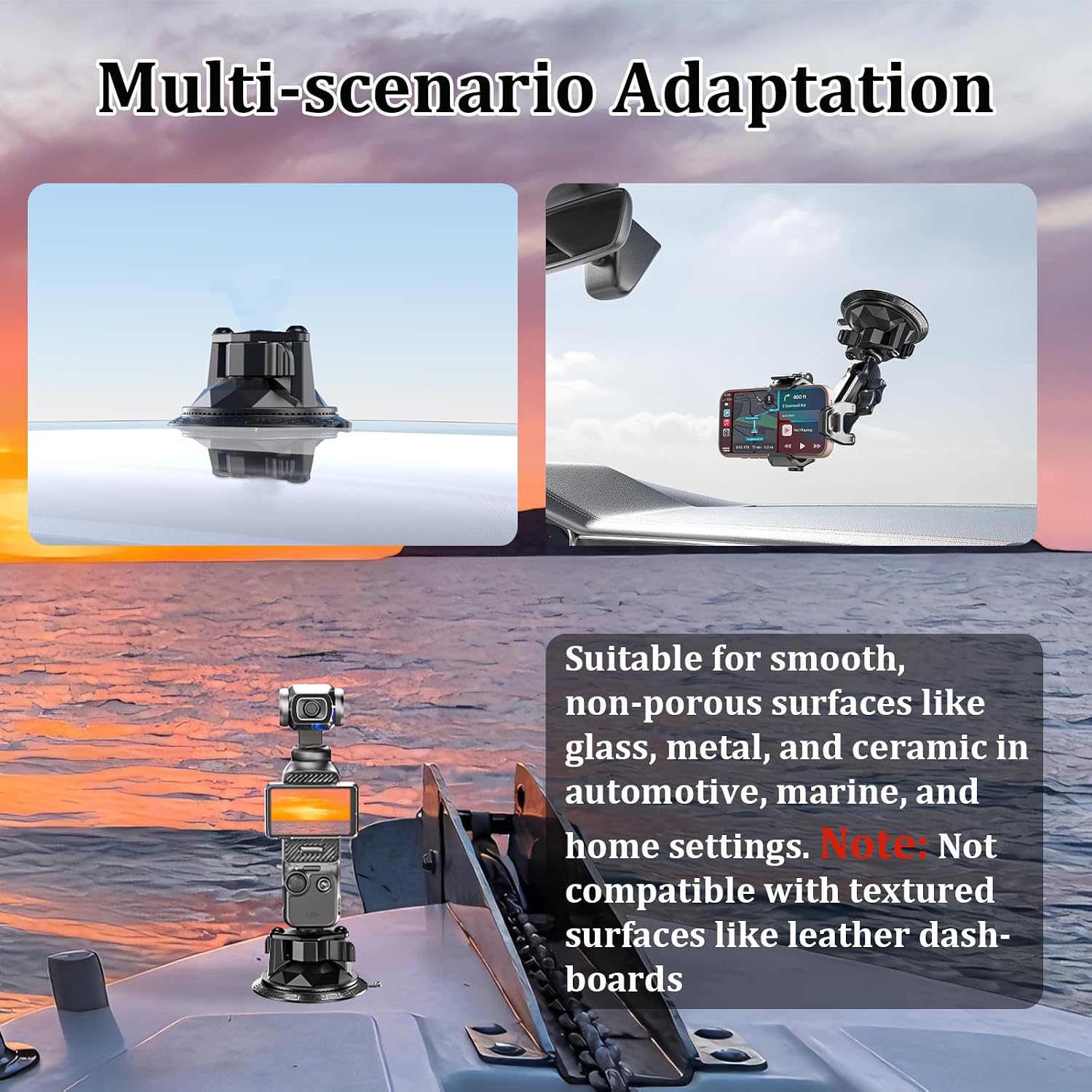 LOKTENWO Camera Suction Cup Mount with 1/4" Screw Hole | Fits RAM Mount/Camera/Action Camera/Phone Holders Featuring 1/4" Screws, Suitable for Vehicle Windshields/Metal/Ceramics