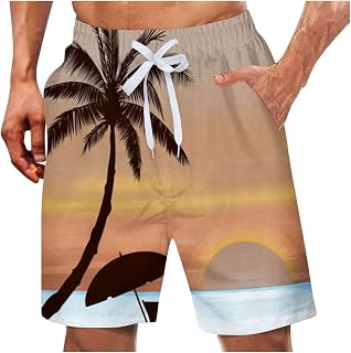 NHNKB Shorts Men's 3D Print Shorts Men's Hawaii Men's Beach Trousers Men's Summer Plus Size Trousers Pocket Drawstring Loose Casual Sports Running Straight Five Point Shorts Beach Trousers