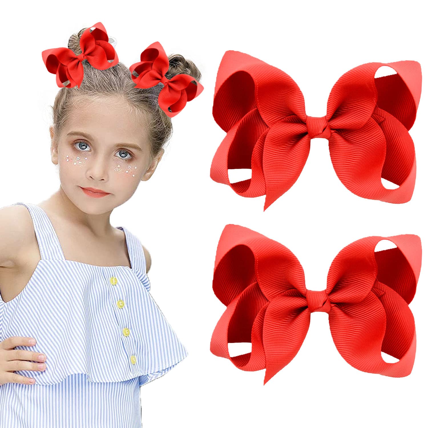 DEEKA Haarschleifen-Set – 16 Stück, Handgefertigt, Ripsband, Mit Krokodilklammern, Königsblau, Für Mädchen & Teenies
