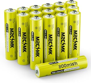 16 Pack Rechargeable AAA Lithium Batteries | Triple A Batteries, 1.5V Constant Voltage, for Remote Control, Wireless Mouse, Household Electronic Devices
