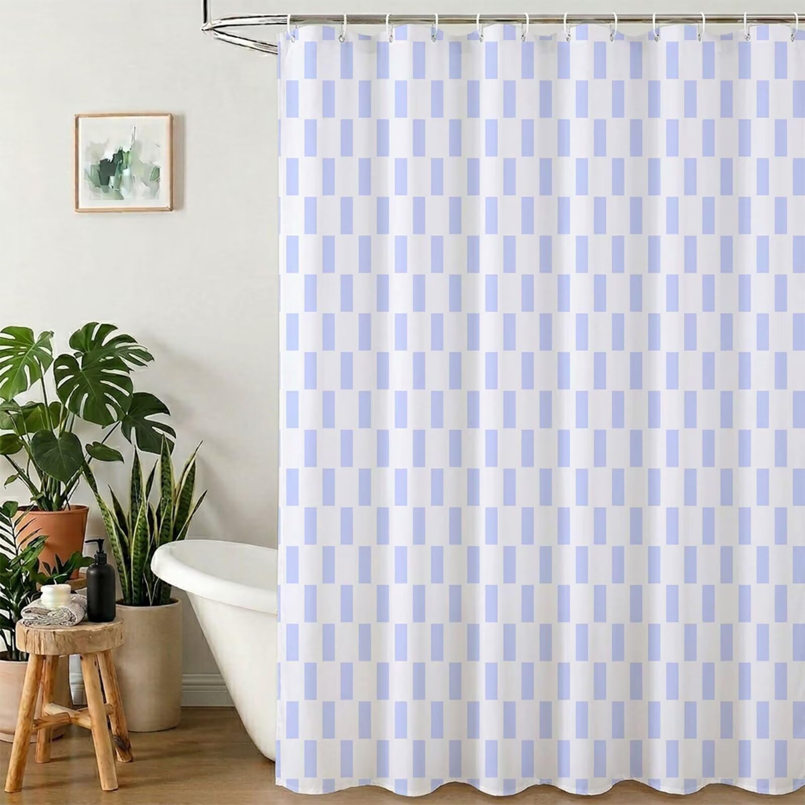 Rideau de douche anti-moisissure pour baignoire et douche au design bleu