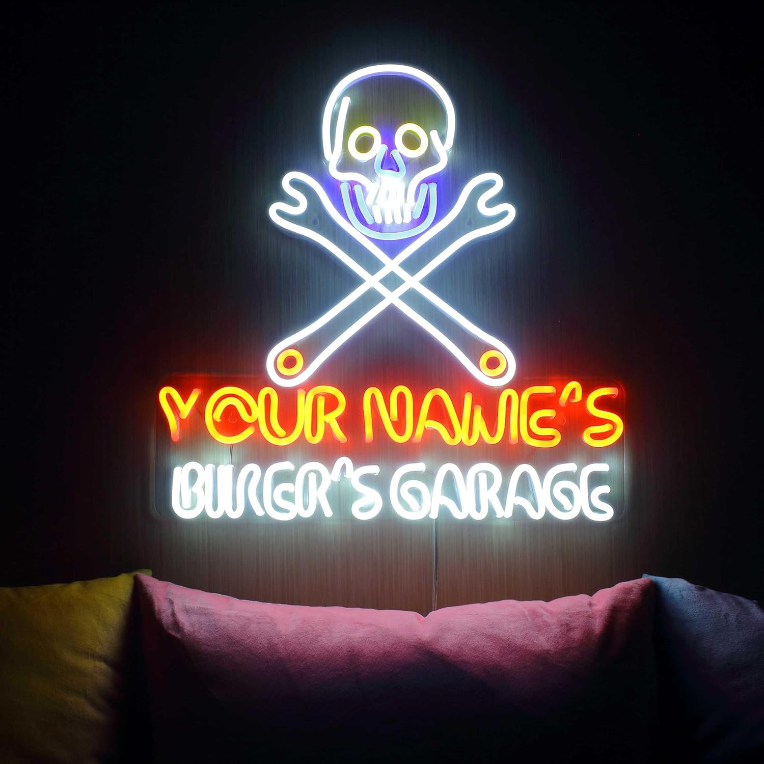 ADVPRO Biker's Garage Personalized Ultra-Bright LED Neon Sign - Golden - st16s55-fn-q0021-tm-e