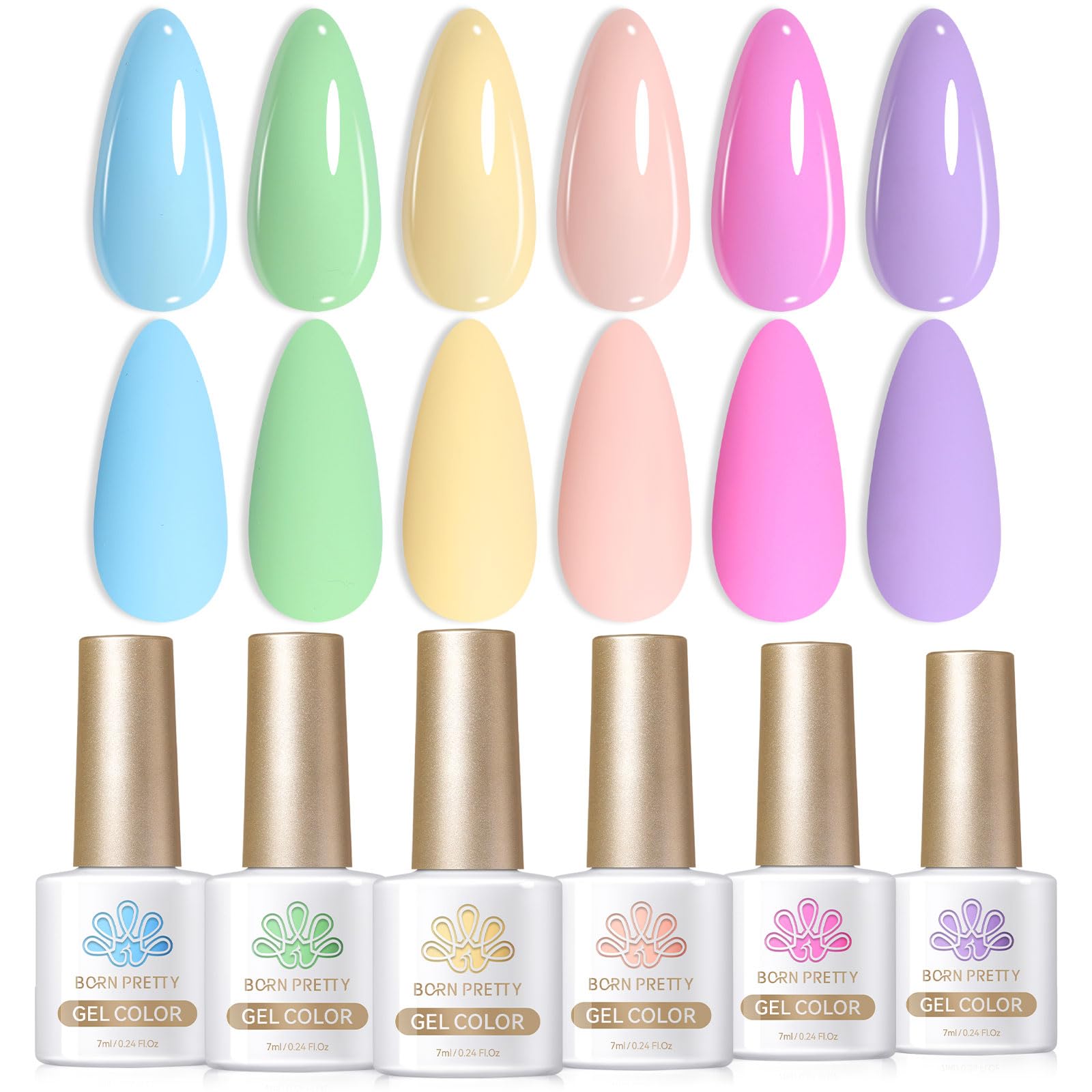 Born Pretty UV Nagellack Pastellfarbene Macarons Bonbons Gel Nagellack Frühling Sommer Nackt Rosa Gelb Lila Blau Grün UV LED Soak off Manicure Gel Lacquer Varnish