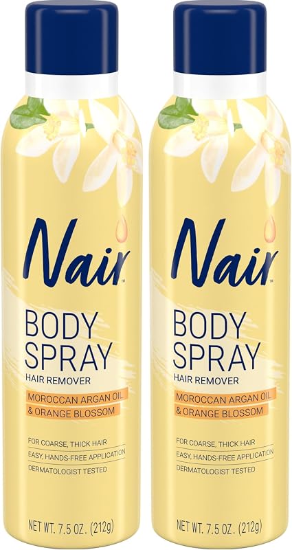 Hair Remover Body Spray, Arm, Leg and Bikini Hair Removal Spray, 7.5 Oz Can (Pack of 2)