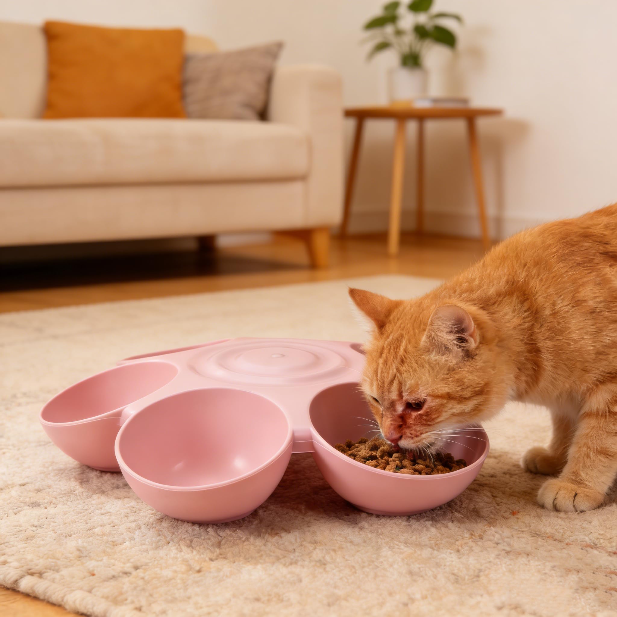 POPETPOP Cuenco de Comida para Gatos con 6 Cuencos, comedero para Mascotas para Gatitos y Cachorros, múltiples Platos para Gatos, comedero múltiple para Gatos de Interior, Platos para Gatos para
