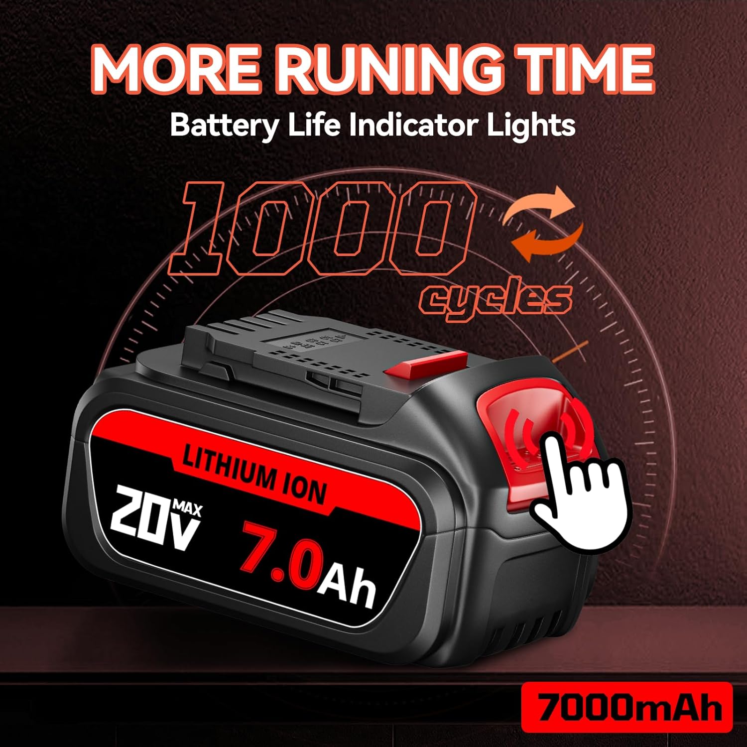 7.0Ah 20V DCB200 Lithium Battery Replacement Compatible with DEWALT 20Volt Max DCB206 DCB207 DCB204 DCB203 DCB201 DCB200 DCB180 DCB181 DCB182 DCB183 Cordless Power Tools (2 Packs)