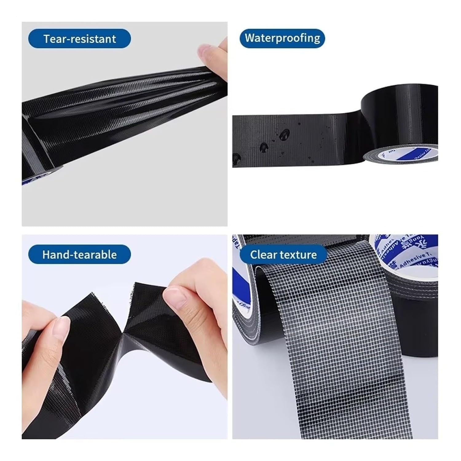 Black Duct Cloth Tape Waterproof Tear-Proof Strong Adhesive Home