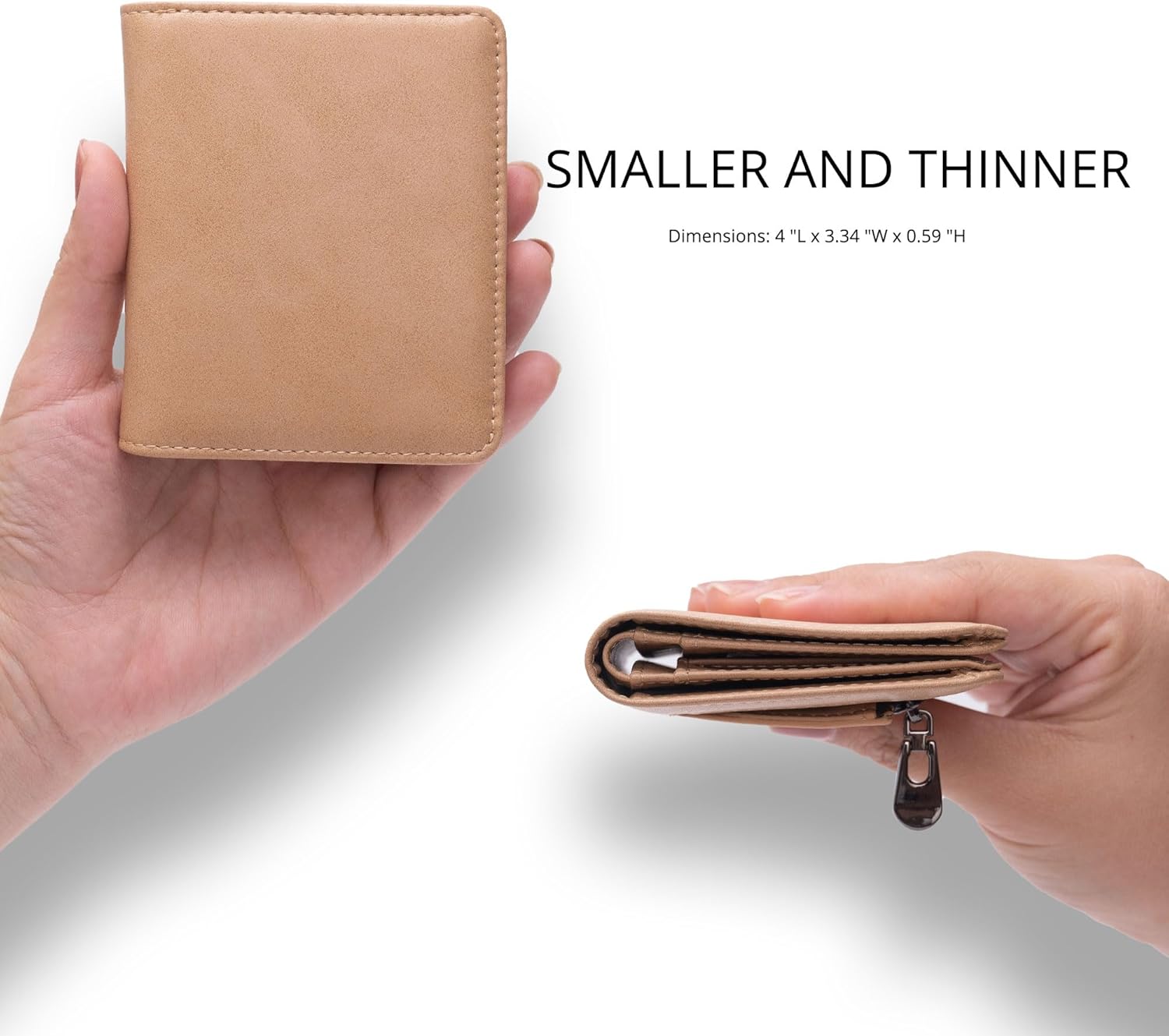 Alldaily Small RFID Wallet for Women Slim Compact Bifold Pocket Ladies Travel Mini Purse (Apricot) - Image 2