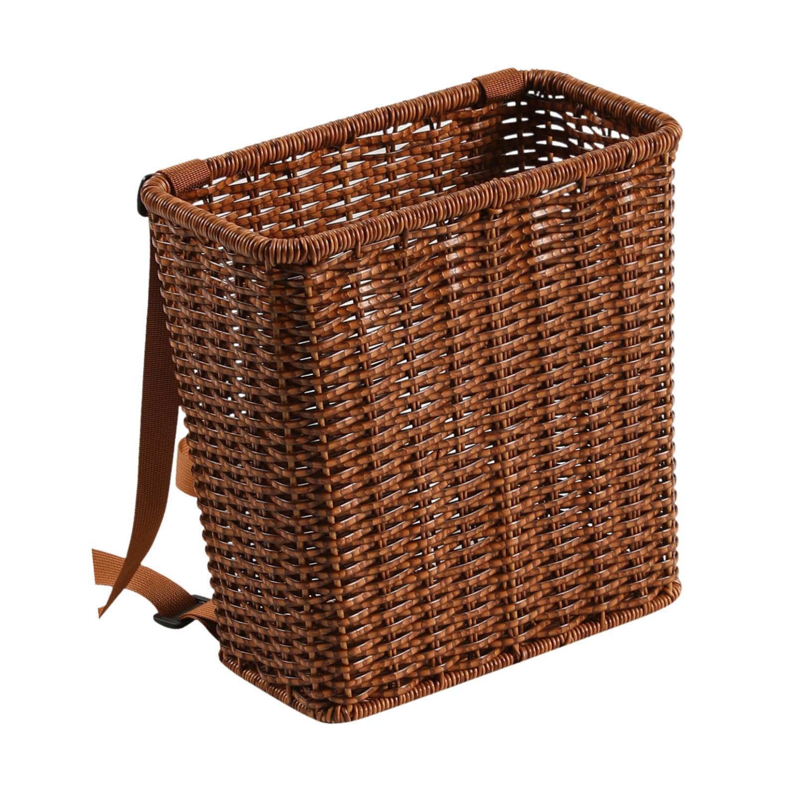 Cesta picnic tejida a mano estilo mochila en color nogal para niños