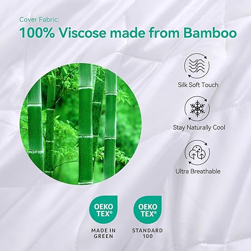 Miniatura 2 de LAVANCE Edredón 100% viscosa hecho de bambú, tamaño King, ligero, sedoso, relleno de edredón alternativo suave para todas las estaciones, blanco, 90
