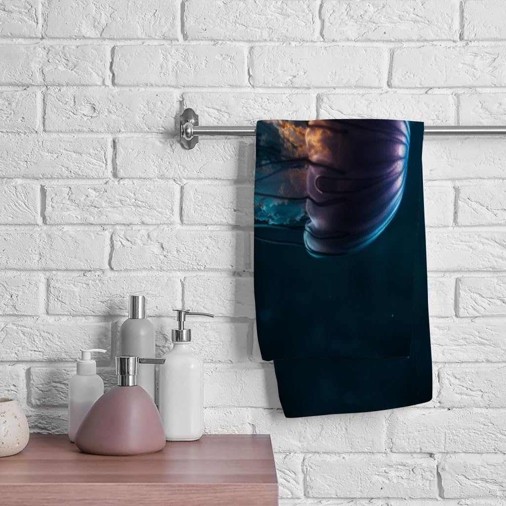 Underwater Scene Polycotton Towel - Items for Jellyfish Lovers - Cute Bathroom Gifts - 36 x 72 inches