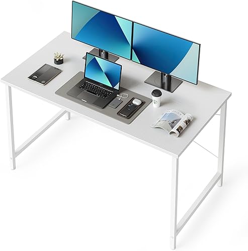 Miniatura 62 de CubiCubi Escritorio para computadora de 32 pulgadas, mesa de estudio para oficina en casa, escritorio de PC de estilo moderno y simple, marco de