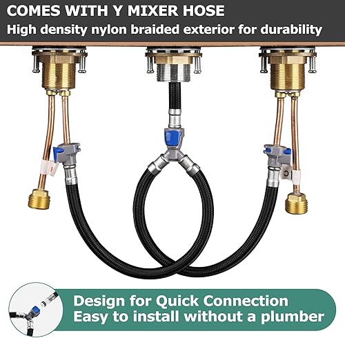 Miniatura 4 de PARLOS Grifo de baño generalizado de dos manijas con conjunto de drenaje emergente de metal y líneas de suministro de grifo cUPC, níquel cepillado,