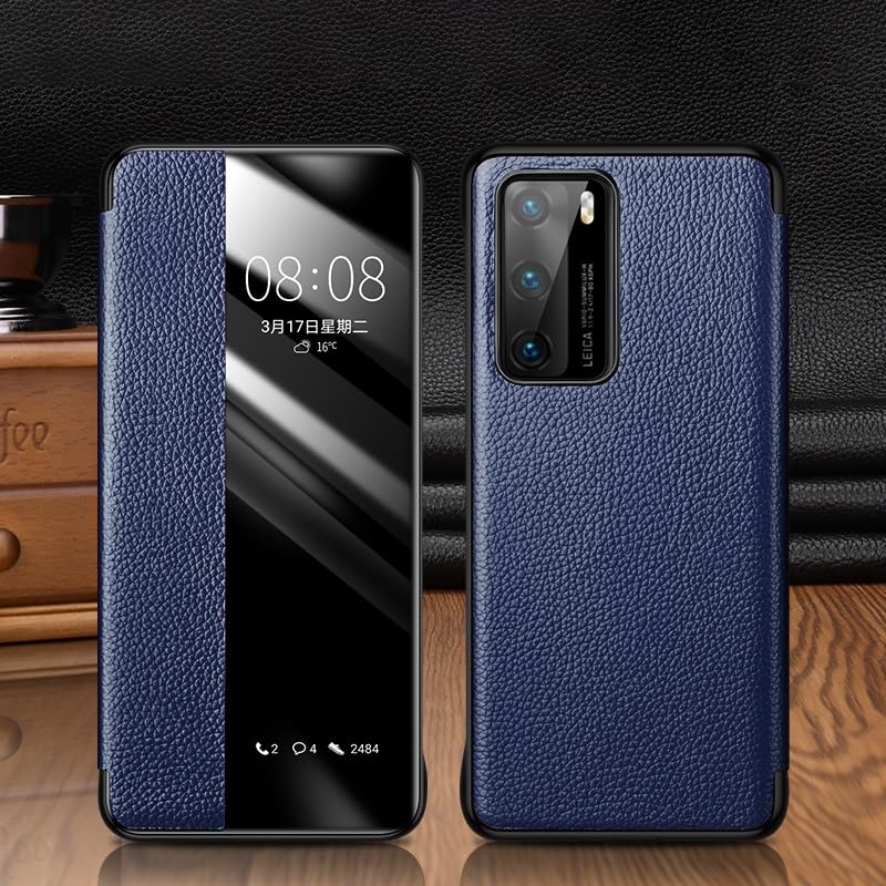 Étui Huawei P40 évitez les rayures d'écran grâce au rabat miroir et fenêtre intelligente
