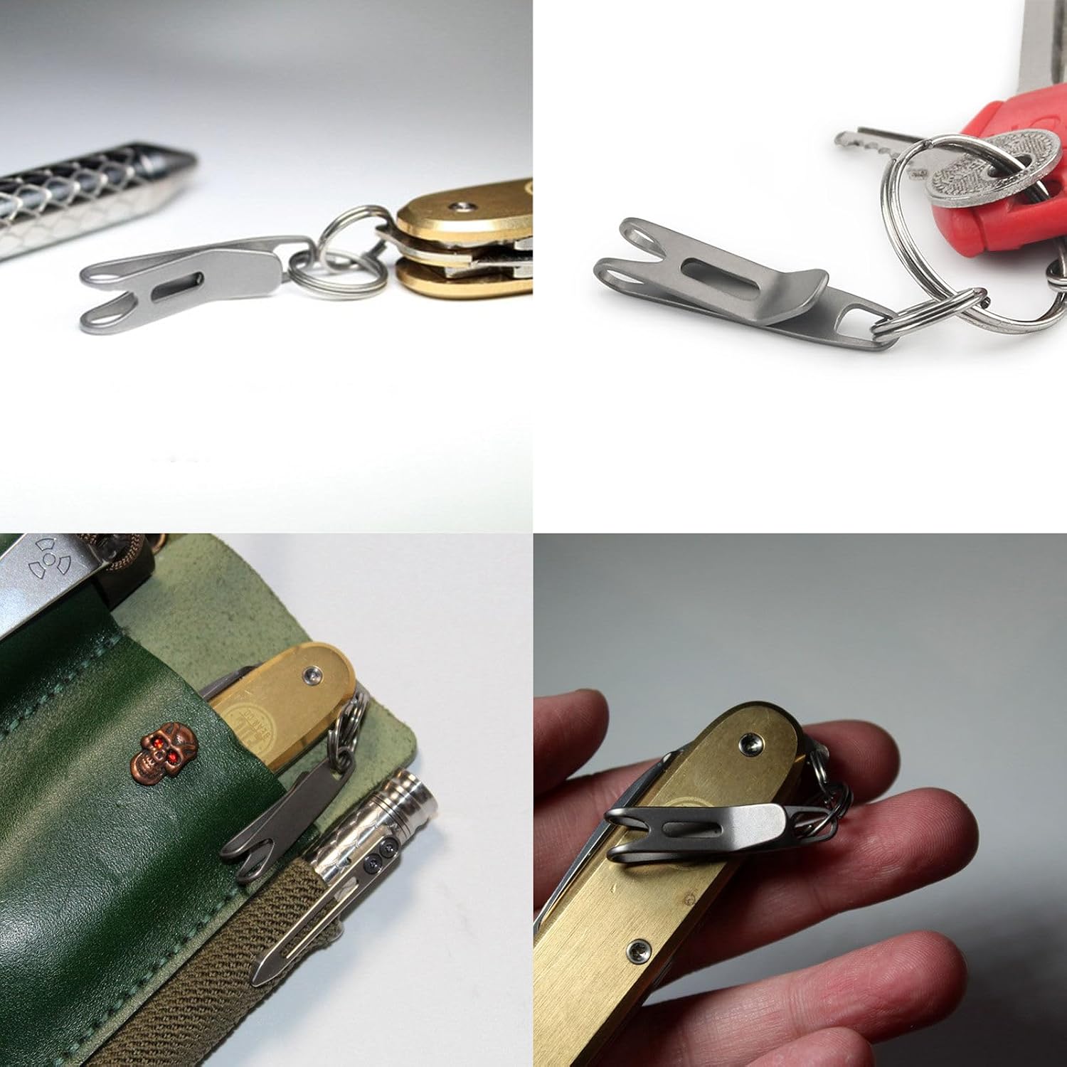 Mini Titanium Alloy Clasp with Key Ring, Pocket Suspension Clip