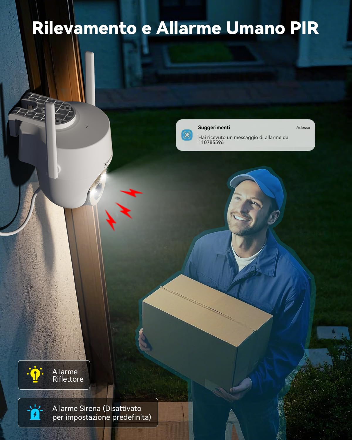 COCOCAM 4K 8MP Telecamera Wi-Fi Esterno Solare Senza Fili | Con Pannello Solare da 6W, Visione Notturna a Colori 4K, Riconoscimento AI, Rilevamento Umano PIR, 355° P 90°T, 2.4GHz