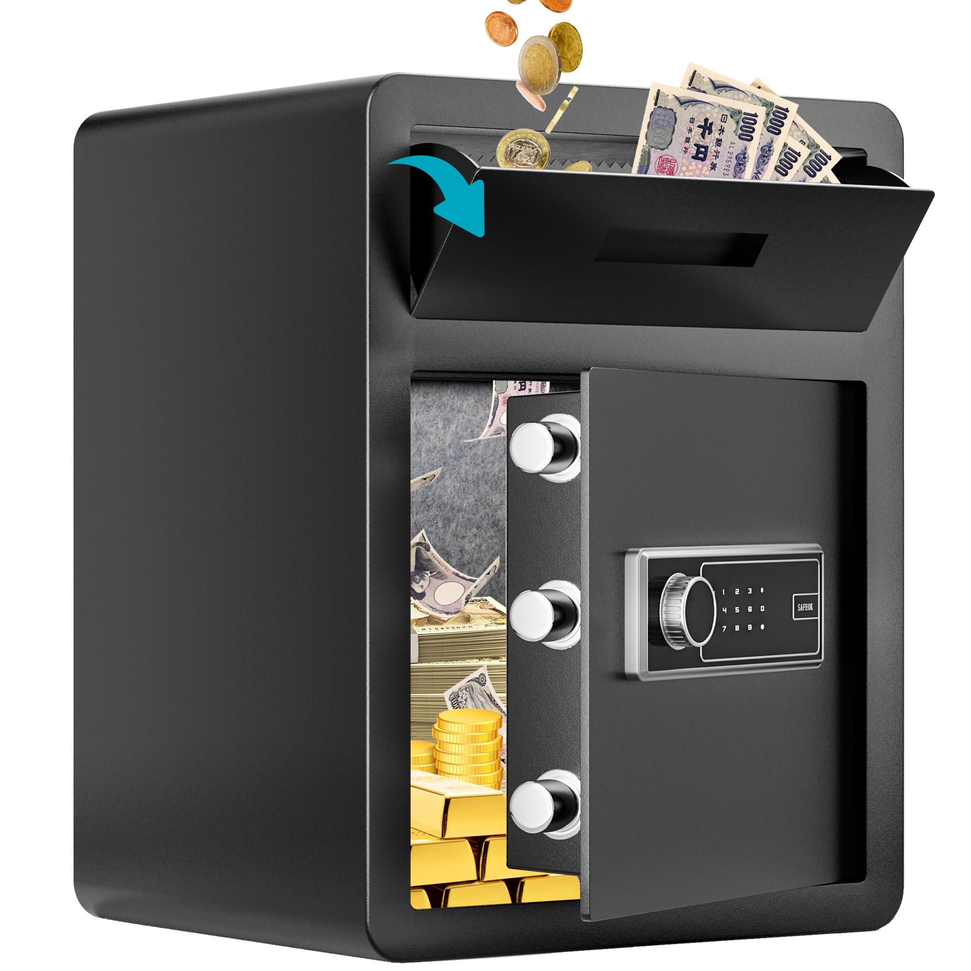 金庫 SHSASAO 57L キャビネット金庫 Amazon.co.jp: SHSASAO 投入式金庫 家庭用 暗証番号 58L キャビネット