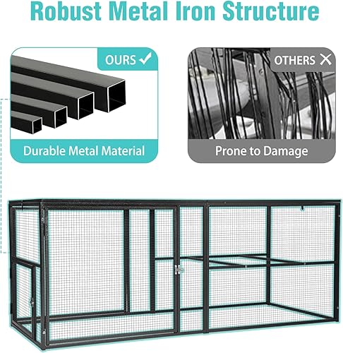 Miniatura 2 de Extensión de metal resistente para gallineros – 14.3 pies cuadrados con cerradura para pollos, patos, conejos | Diseño a prueba de depredadores,