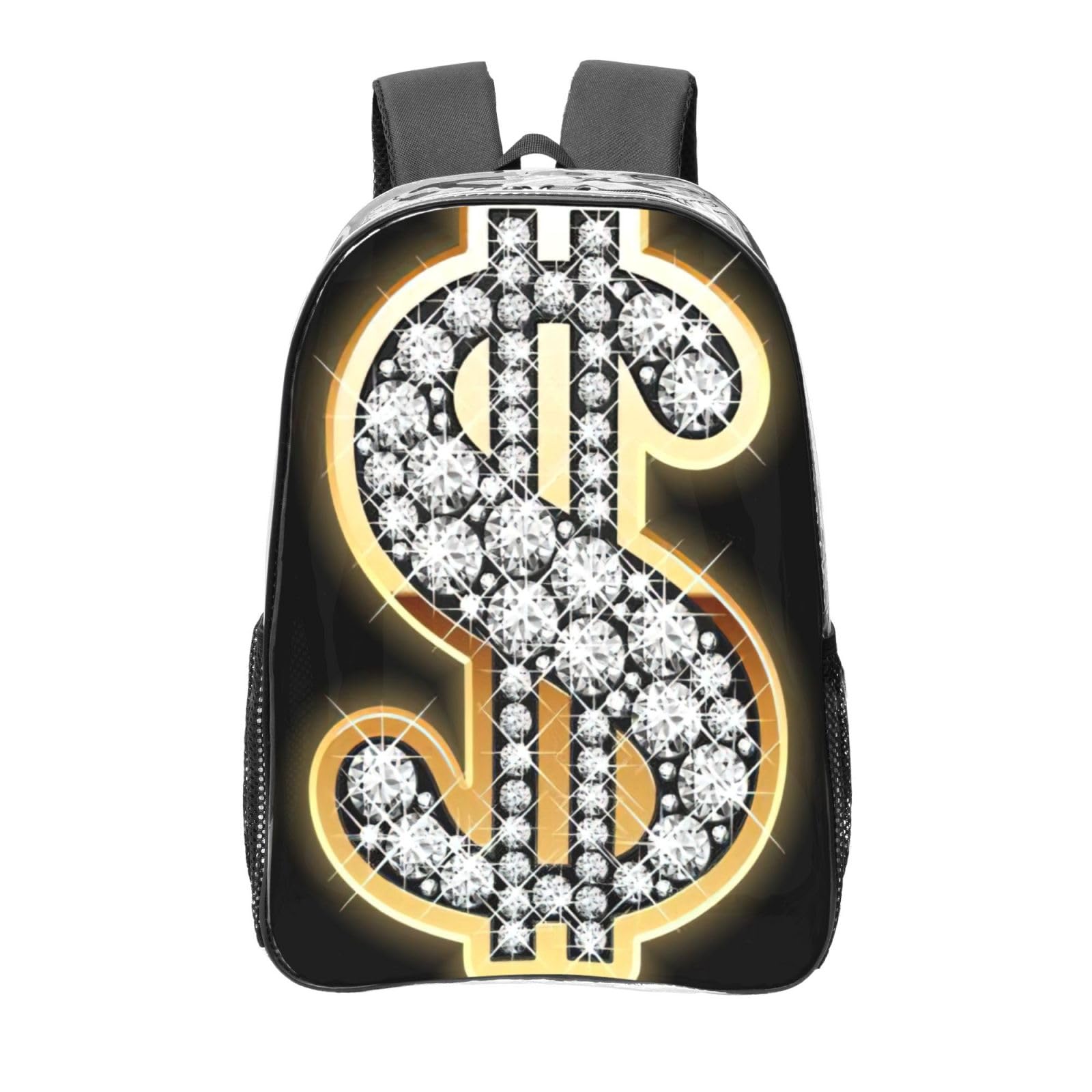 Sac à dos PVC transparent dollar doré unisexe pour événements - 6