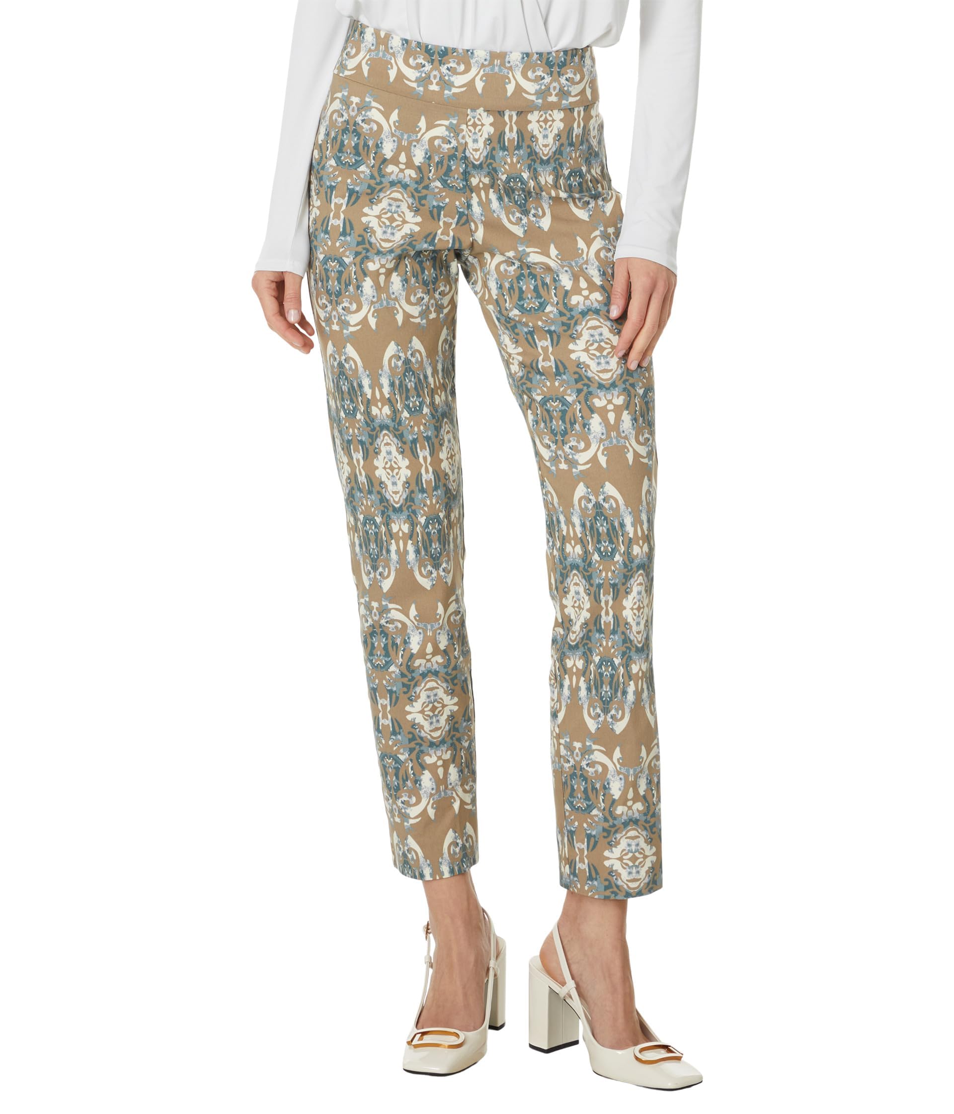 Krazy Larry Womens Pull on Ankle Taupe Mosaic Size 4 Inseam 28