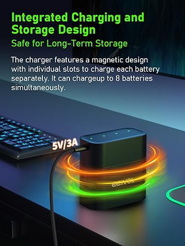 Miniatura 6 de Batería de iones de litio de 1,5 V y 3000 mWh, paquete de 4 baterías AA recargables con cargador integrado, a prueba de fugas, carga independiente,