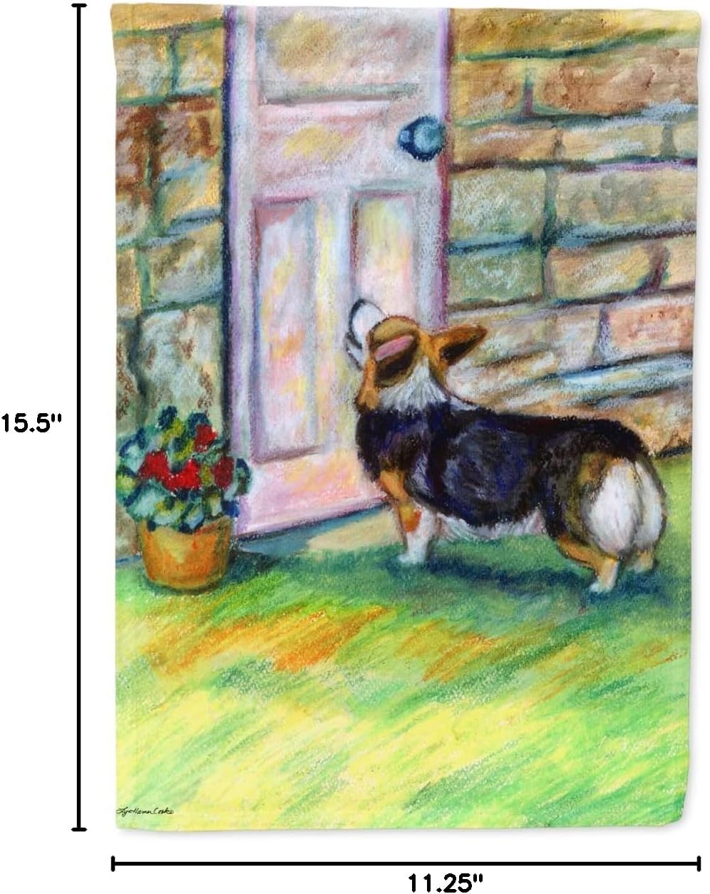 Caroline's Treasures 7370GF Let me in Corgi Garden Flag Mailbox Flag Decorative Yard Flag Banner Outside Patio Artwork Yard Flower Beds, Garden Size, Multicolor