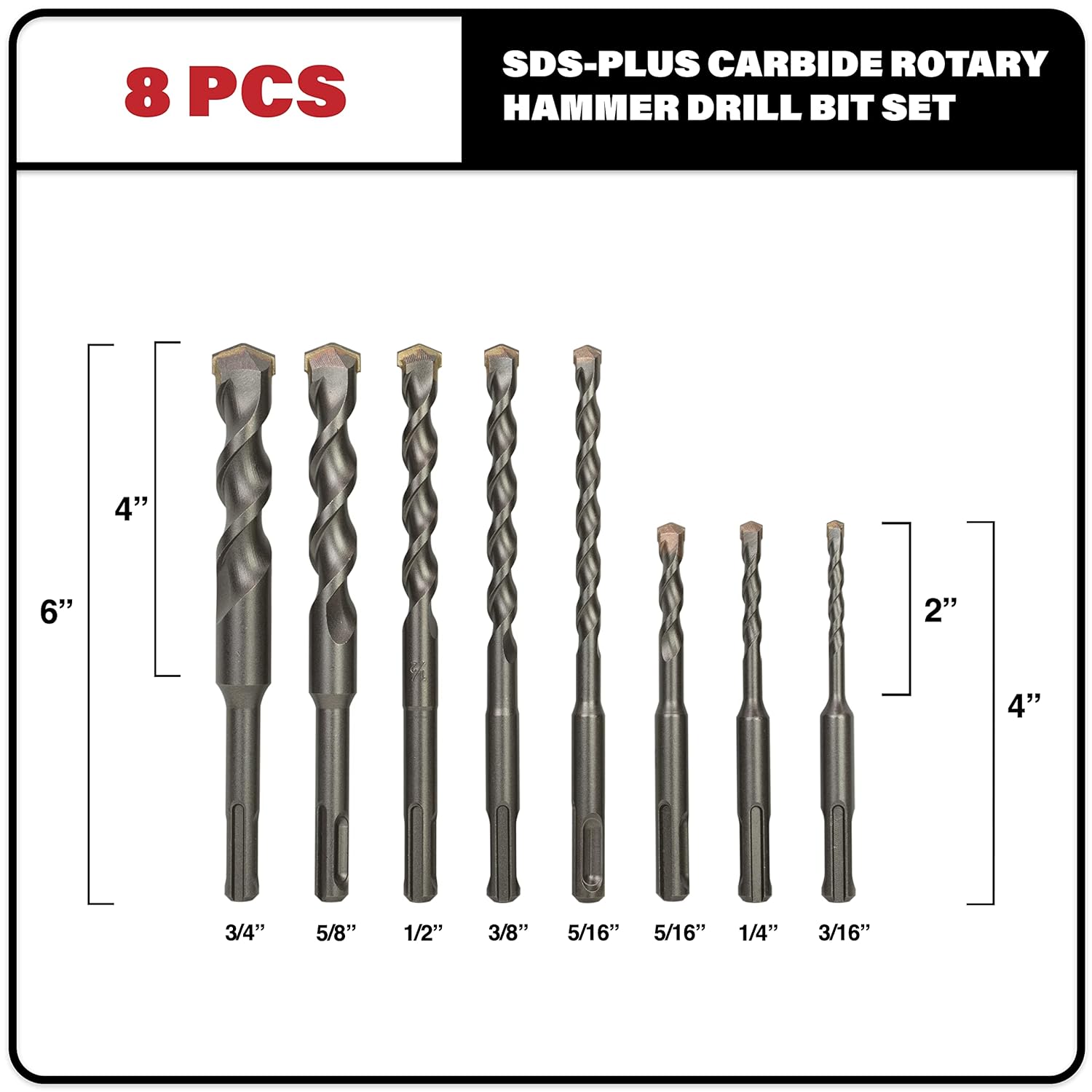 Buу 1 gеt 1 🔥 Sabre Tools 8-Piece SDS Plus Drill Bit Set, Carbide Tipped, Rotary Hammer Drill Bits for Brick, Stone, Concrete