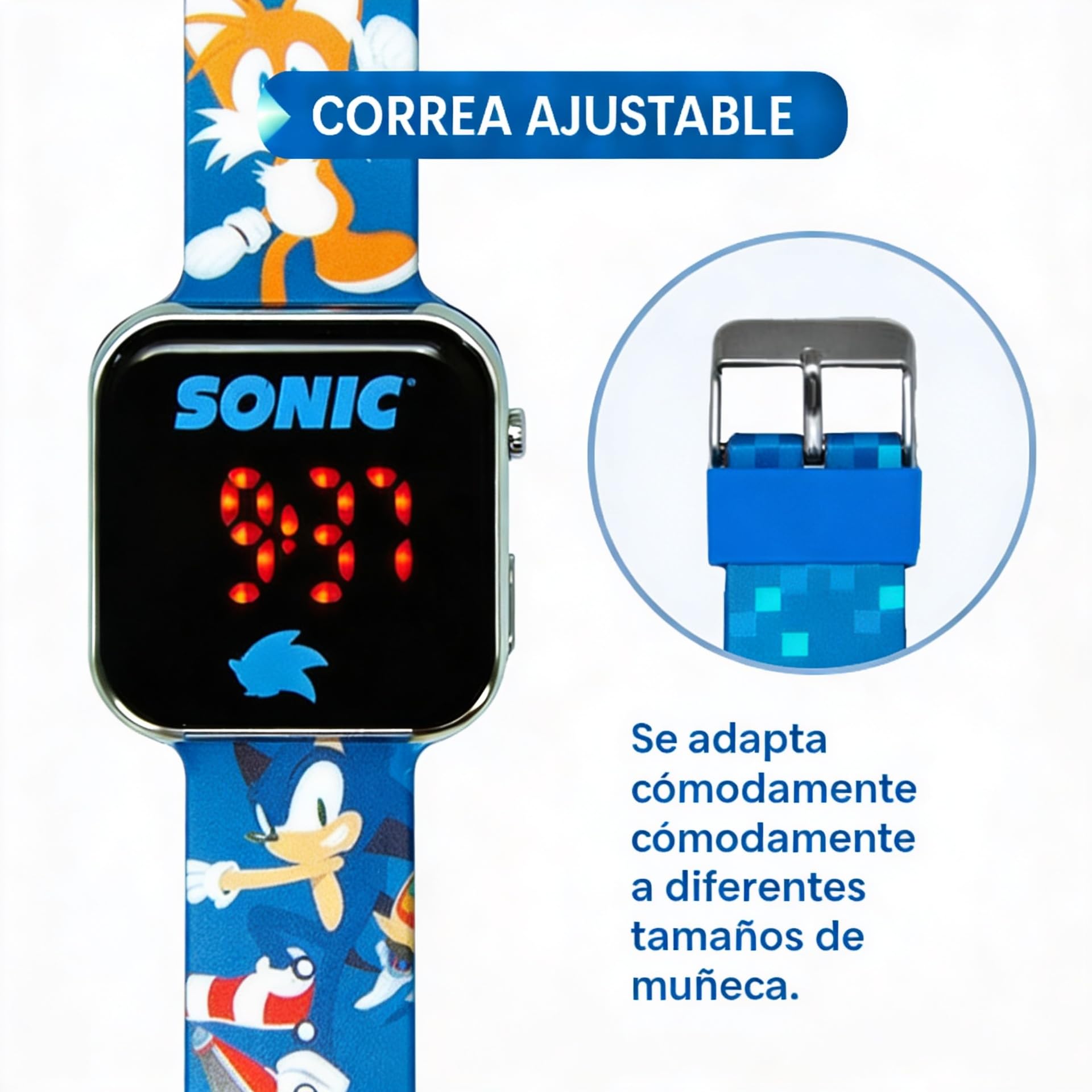 Kids Euroswan Sonic LED Watch SNC4198M, Biały, dźwiękowy