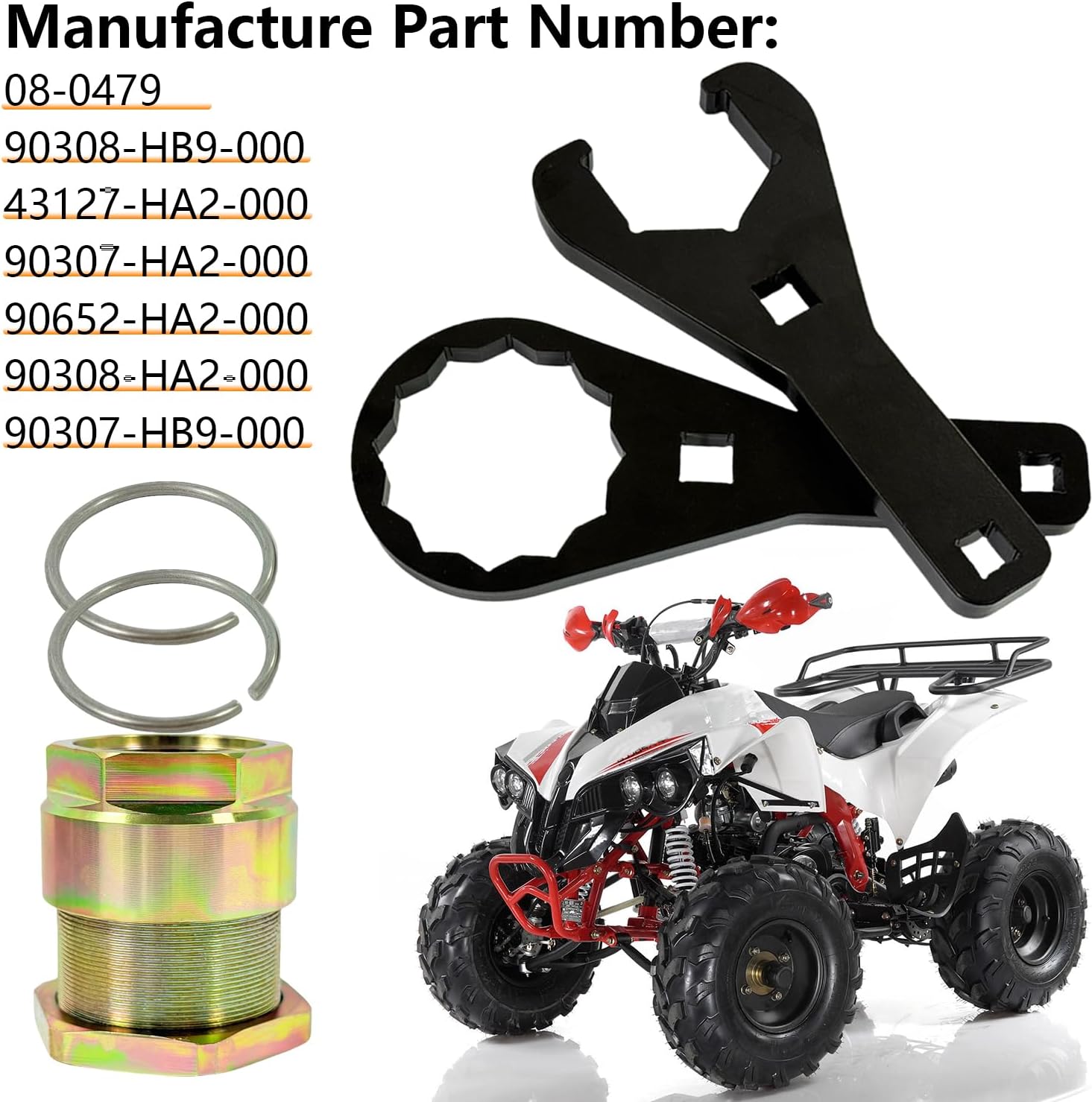 45.5mm & 56mm Axle Nut Wrench & Rear Axle Lock Jam Sleeve Nut Clip for ATC250R ATC350X FourTrax 250 300 TRX300X TRX400X Sportrax 400 08-0479 90308-HB9-000