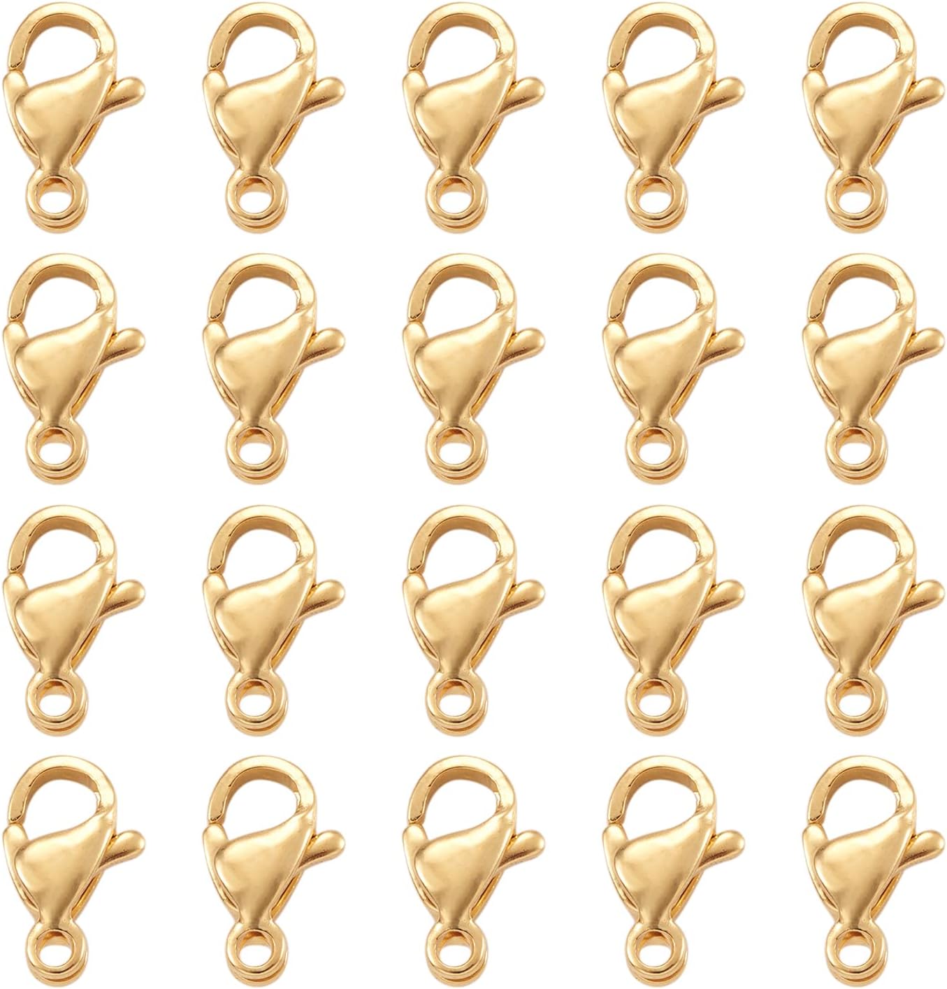 Pandahall 100Pcs 304 Stainless Steel Lobster Claw Clasps Real 18K Gold Plated 9x5x2.5mm Polishing Jewelry Clasps Connectors for Bracelet Necklace Jewelry Making