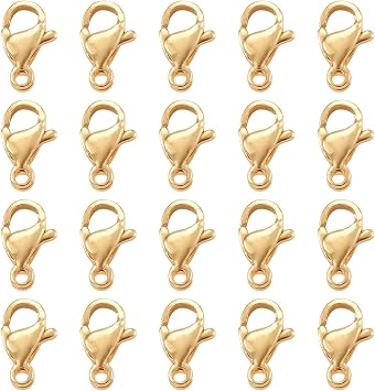 Pandahall 100Pcs 304 Stainless Steel Lobster Claw Clasps Real 18K Gold Plated 9x5x2.5mm Polishing Jewelry Clasps Connectors for Bracelet Necklace Jewelry Making