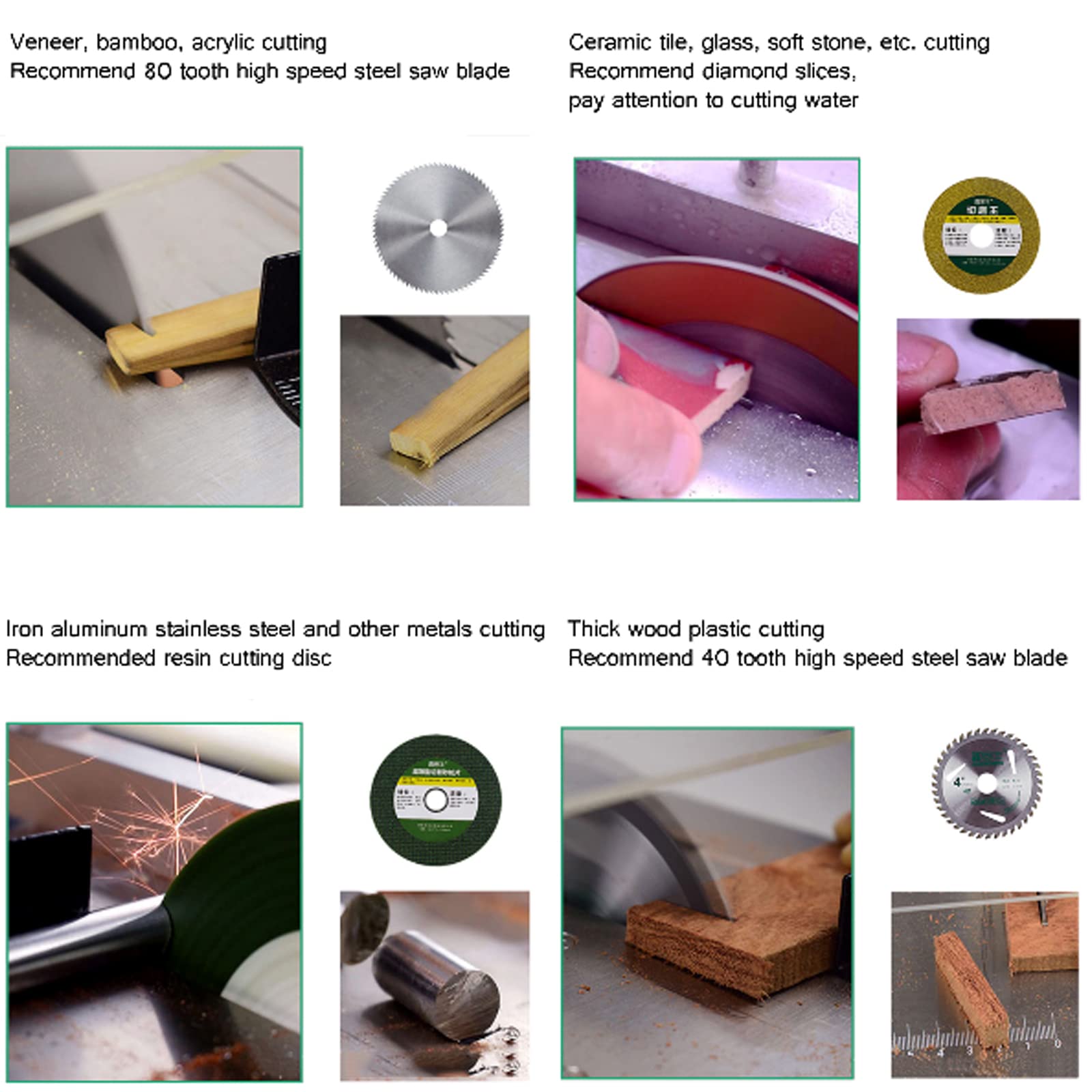 Mini Sierra De Mesa, Sierras De Mesa Portátiles De Precisión 180W Con 4 Cuchillas, 40Mm Profundidad De Corte, Sierra De Banco De Mesa Multifuncional Para Bricolaje Modelo De Madera,Set 3