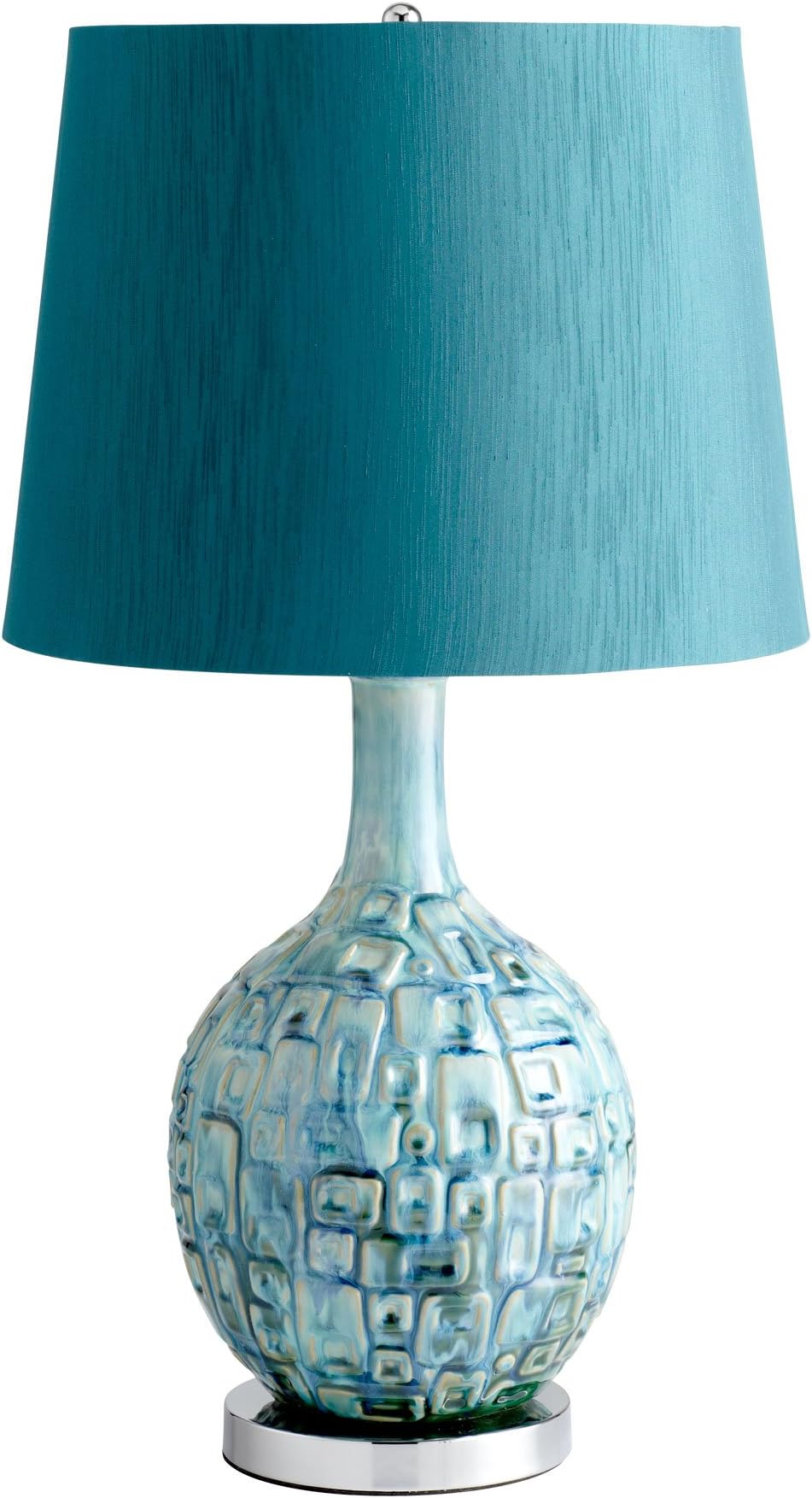 Cyan Designs 04816 Table Lamp with Blue Fabric Shades, Teal Finish