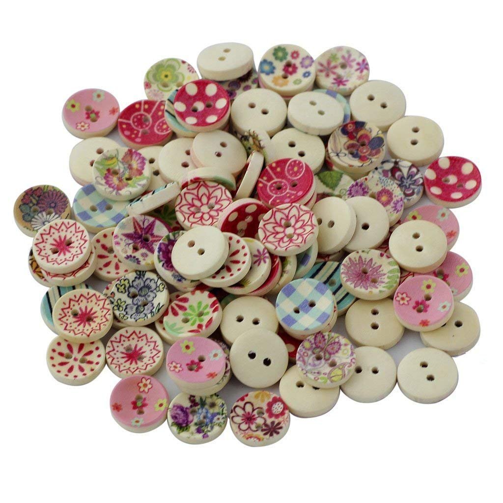 Painted Colors Round Wooden Buttons for Sewing and Crafting(Multicolor) Pack of 100 Pices-picture-11
