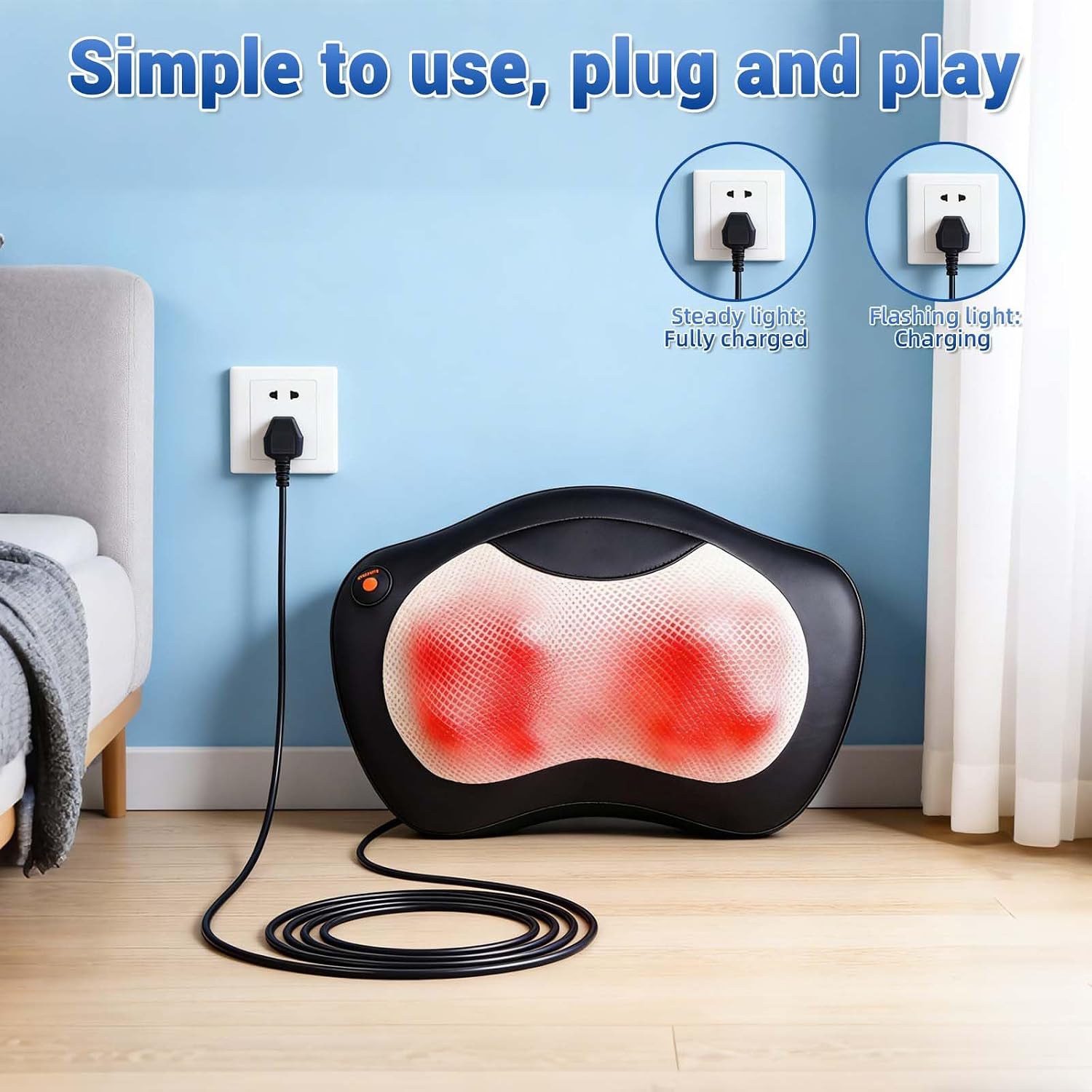 Shoulder and Neck Massager Charger Cord,12V Adapter Power Cord Charger Compatible for Zyllion,Nekteck,Comfier,Resteck,Viktop,Shiatsu Neck and Shoulder Massager