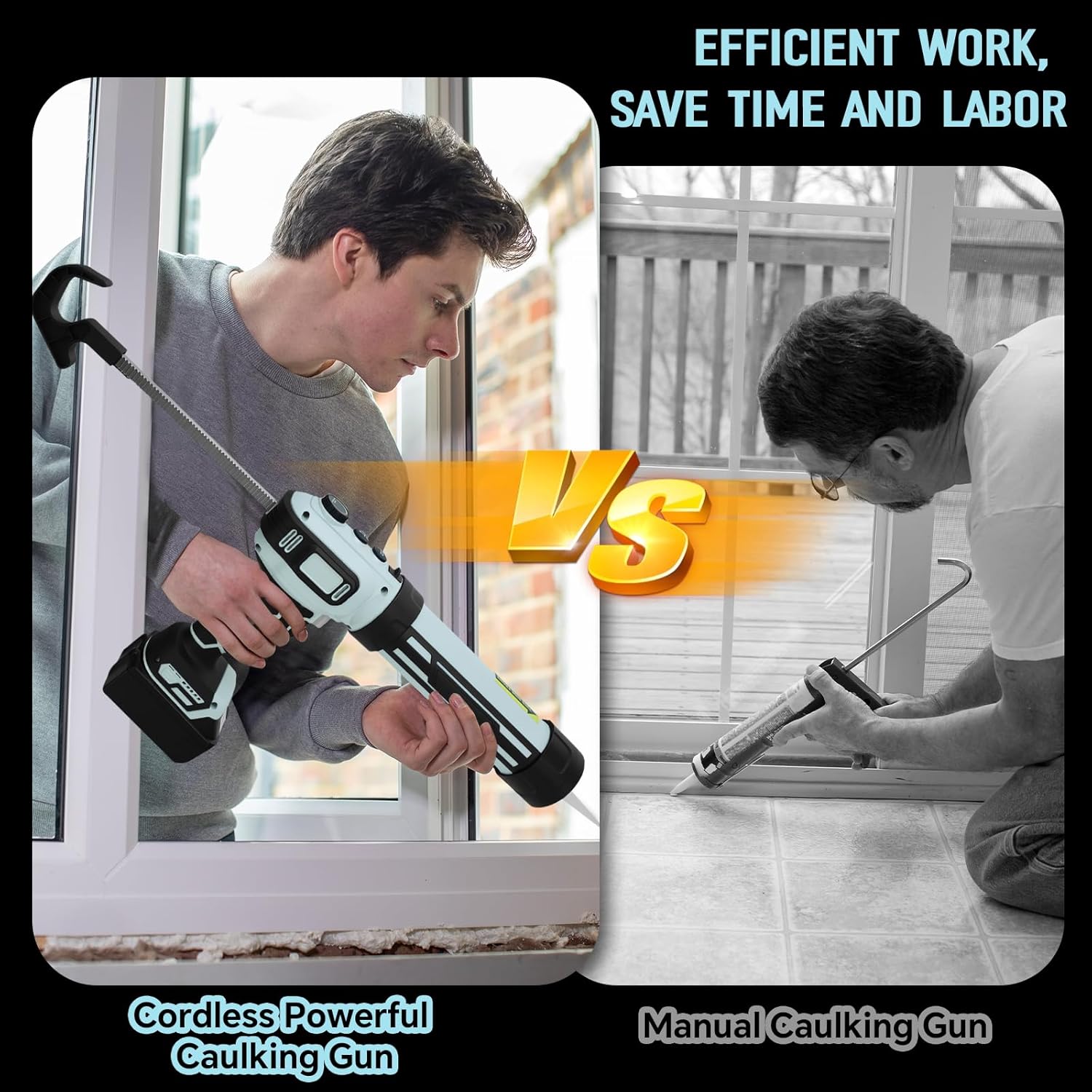 Cordless Caulking Gun for Makita 18V Batteries, No-Drip Caulking Gun with LED Light, 10oz/300ml, Variable-Speed Caulking Gun, Filling and Sealing Tool for Windows,Floors and Walls(No battery)