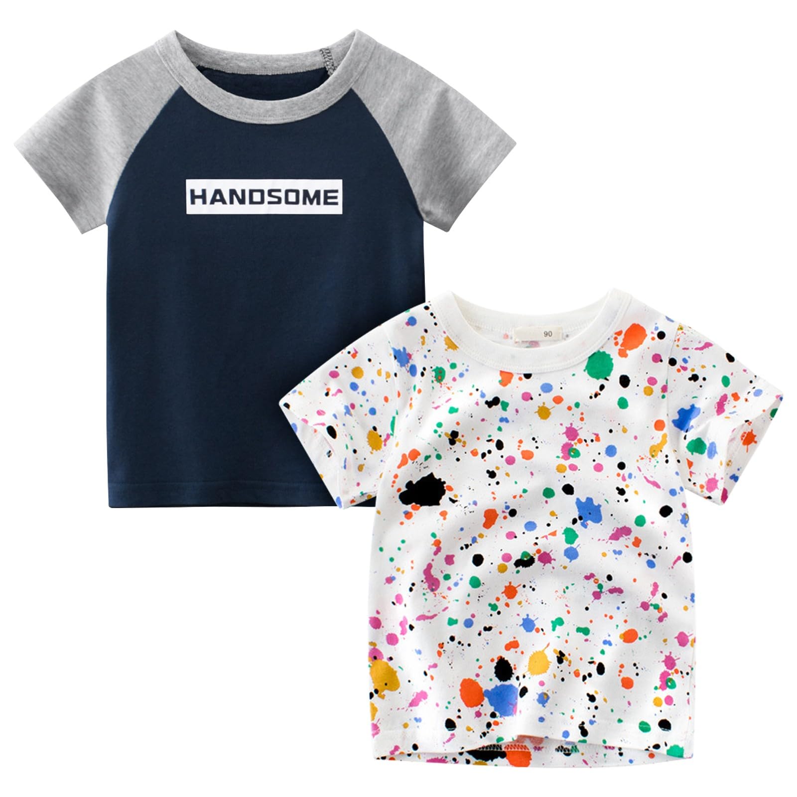 TABNIX Boys' 4-Pack Space Guitar Short Sleeve Crewneck T-Shirts Top Tee 2-7 Years Toddler Boys' Value Pack Cotton T-Shirt