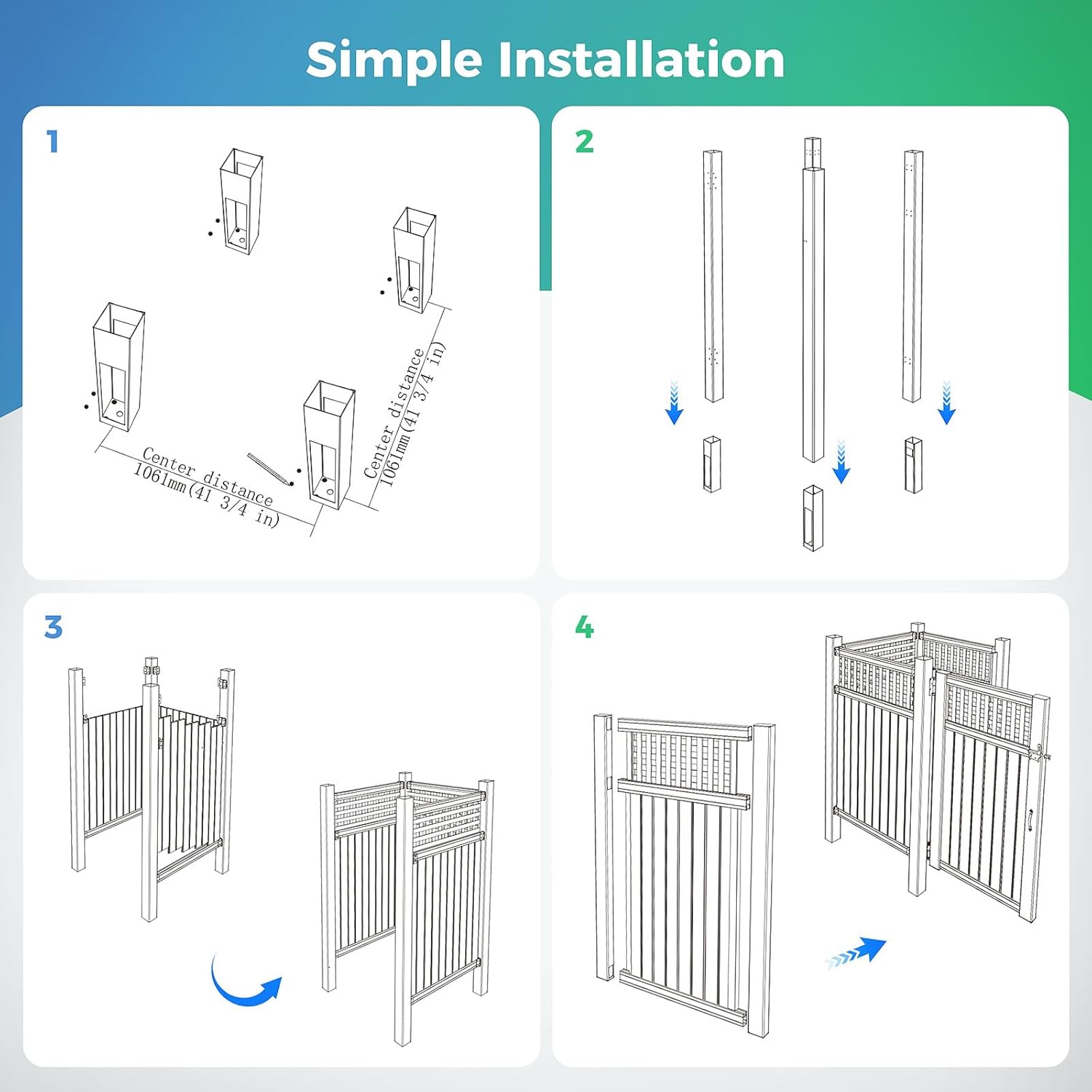 Outdoor Shower Enclosure, Rust-Proof Engineering Grade PVC Privacy Shower Station, Outdoor Shower Easy DIY Assembly for Pool, Beach, Backyard,81'' H x 46'' W x 46'', (Not included shower)
