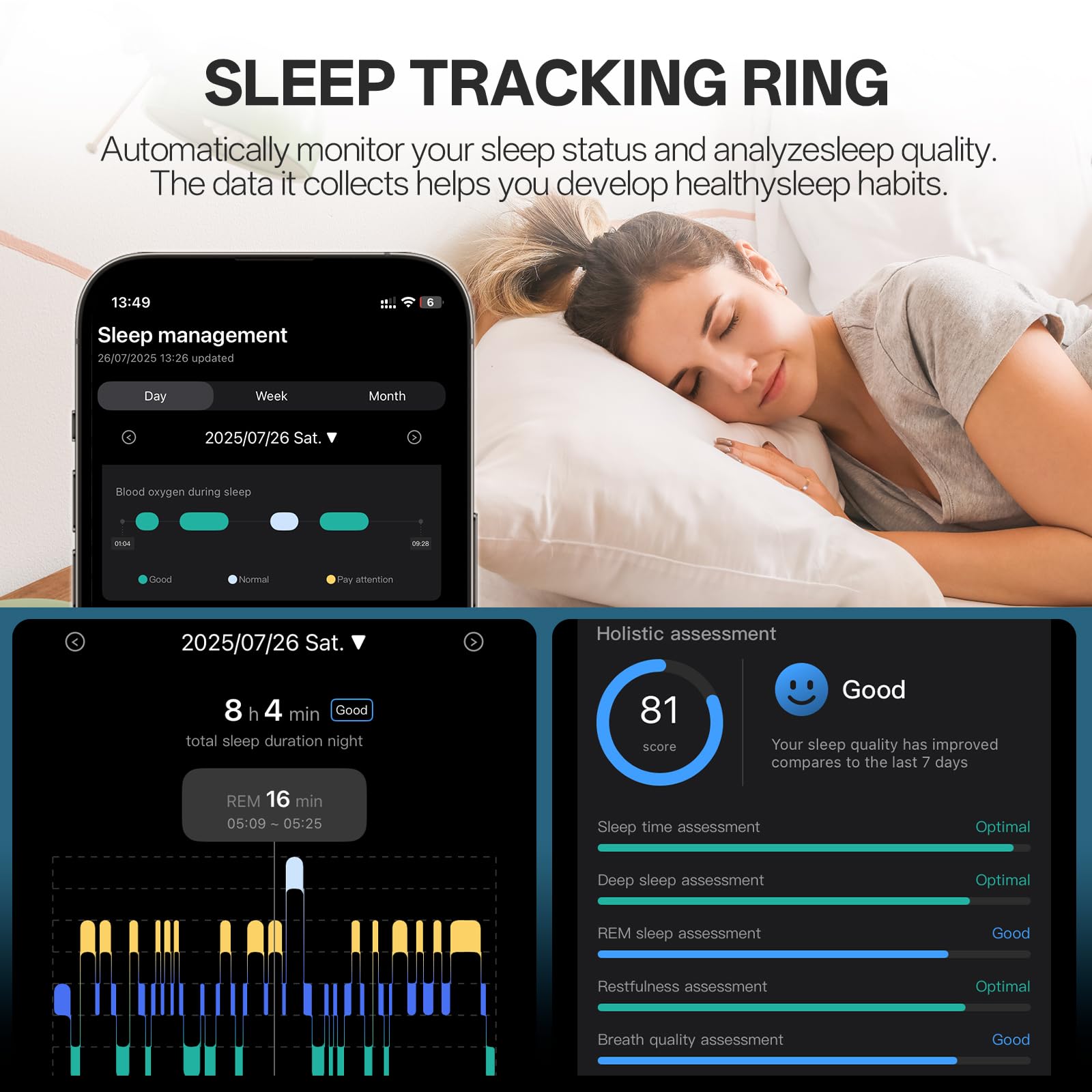 Amazon.com: Smart Ring with Vibration Alerts, health tracker ring with Body  Temperature Monitor, Heart Rate, Sleep & Fitness Tracking, Waterproof  Activity Ring for Men & Women, No App Fees (Silver, 10#) :