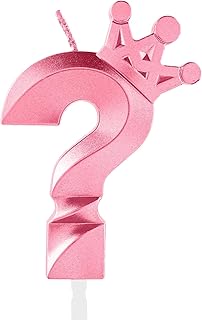 Metallic Pink 3D Crown Gold Question Mark ? Birthday Candles All Years Old Cake Toppers for Party Wedding Anniversary Decorations (Crown-?, Pink)