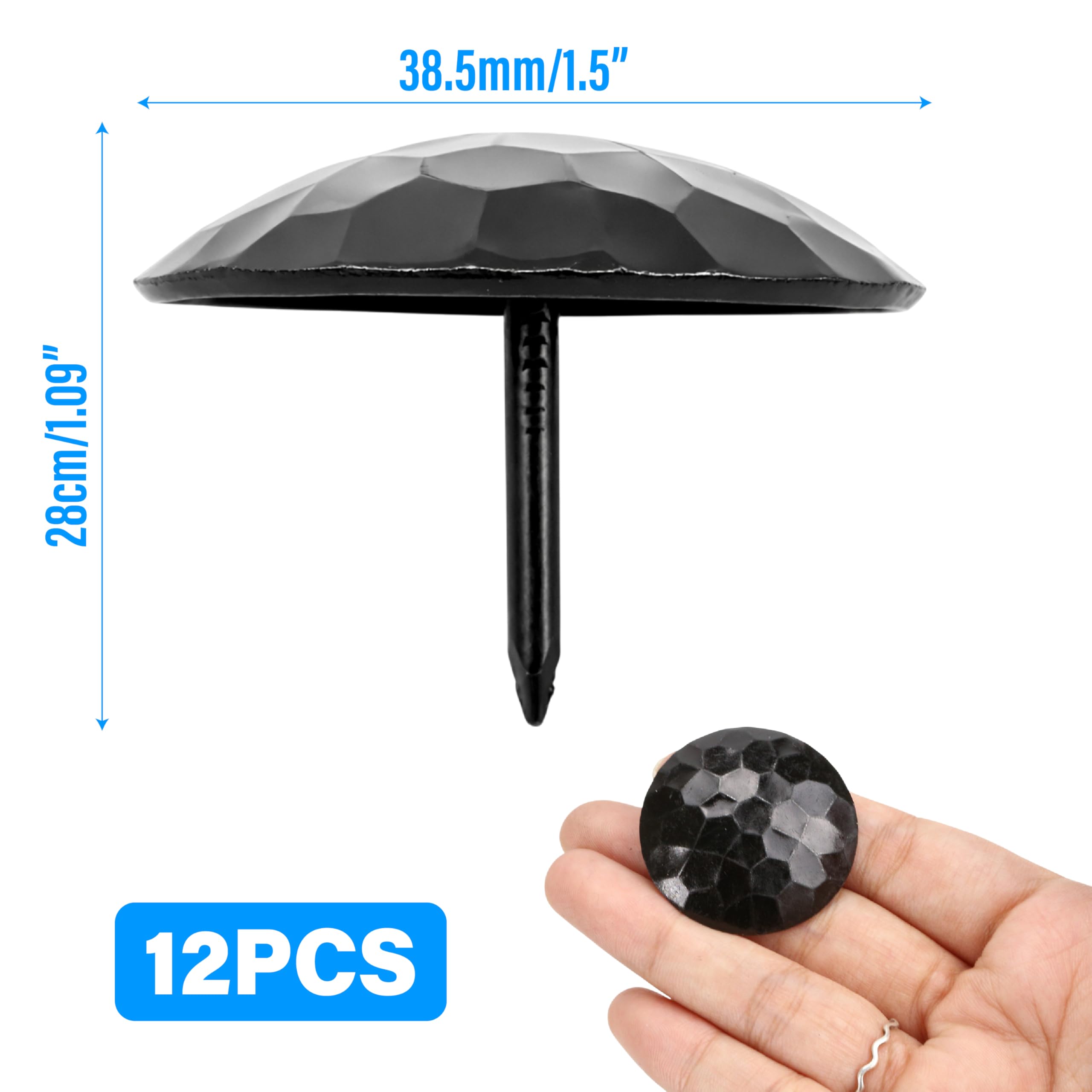 Black Iron Decorative Tacks - 12 Pack Rustic Clavos -2 Black Iron Decorative Tacks - 12 Pack Rustic Clavos -2