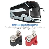 Vista 5 de Bloque de poste de conexión de energía de batería, poste de terminal aislado a tierra de 48 V, doble perno de 516 pulgadas con poste de conexión