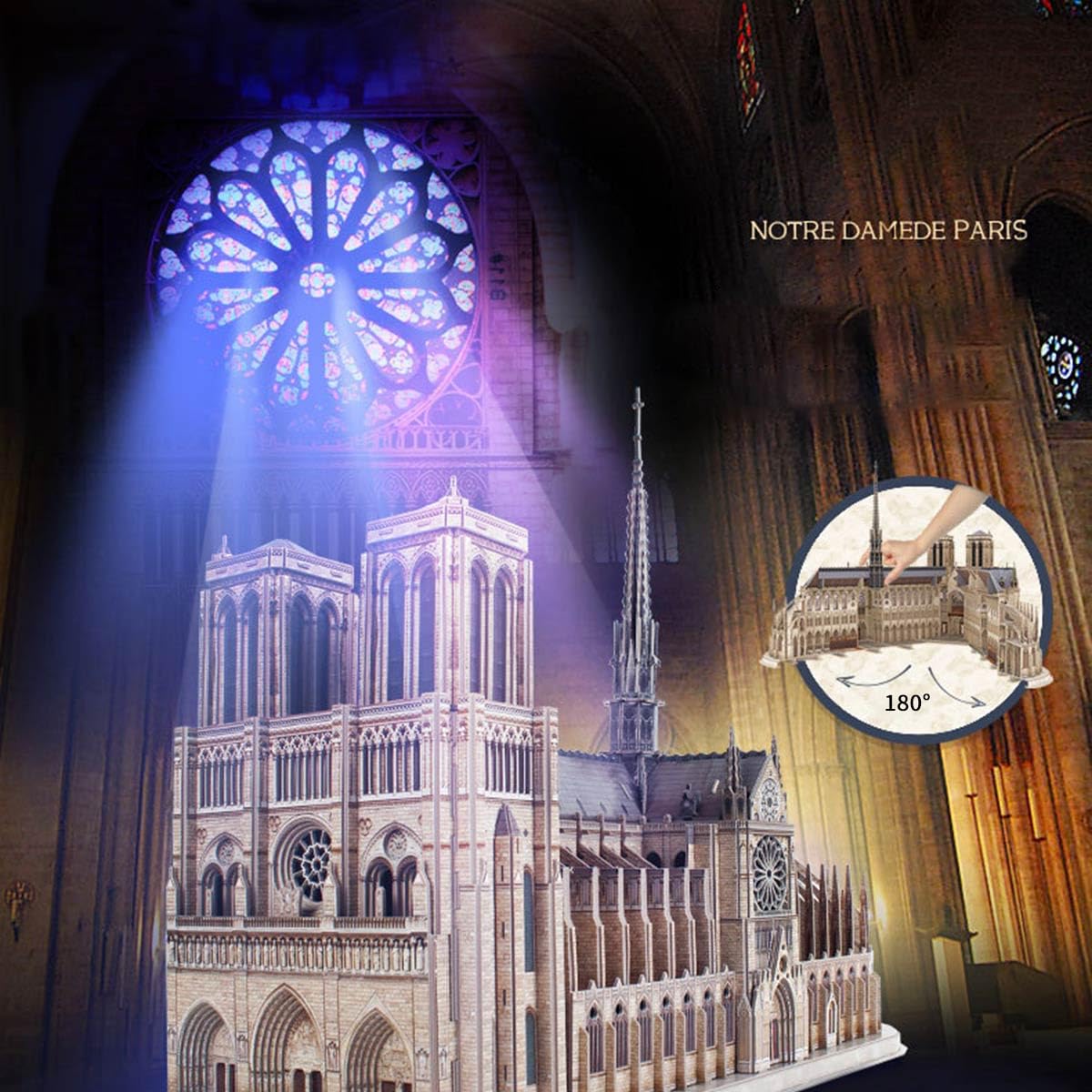 Puzzle in legno 3D per adulti, cattedrale di Notre Dame 3D, set da costruzione, 293 pezzi, montaggio in legno 3D, per chiese, steampunk, puzzle in legno 3D, modello regalo
